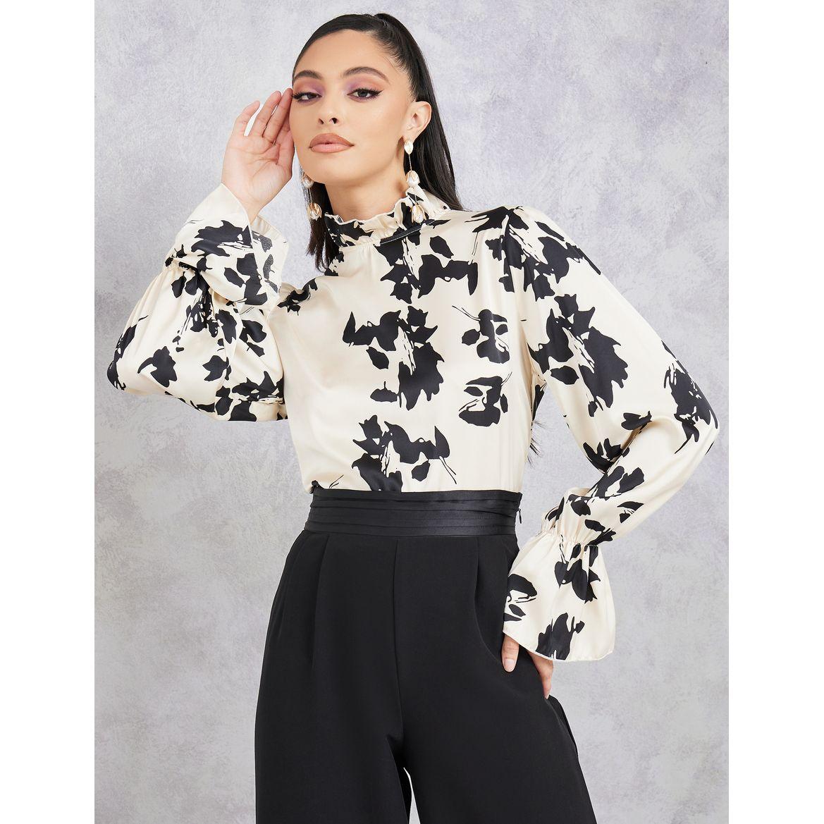 Styli Printed High Neck Blouse with Long Sleeves-women-clothing-shirtsandblouses-blouses-image-1