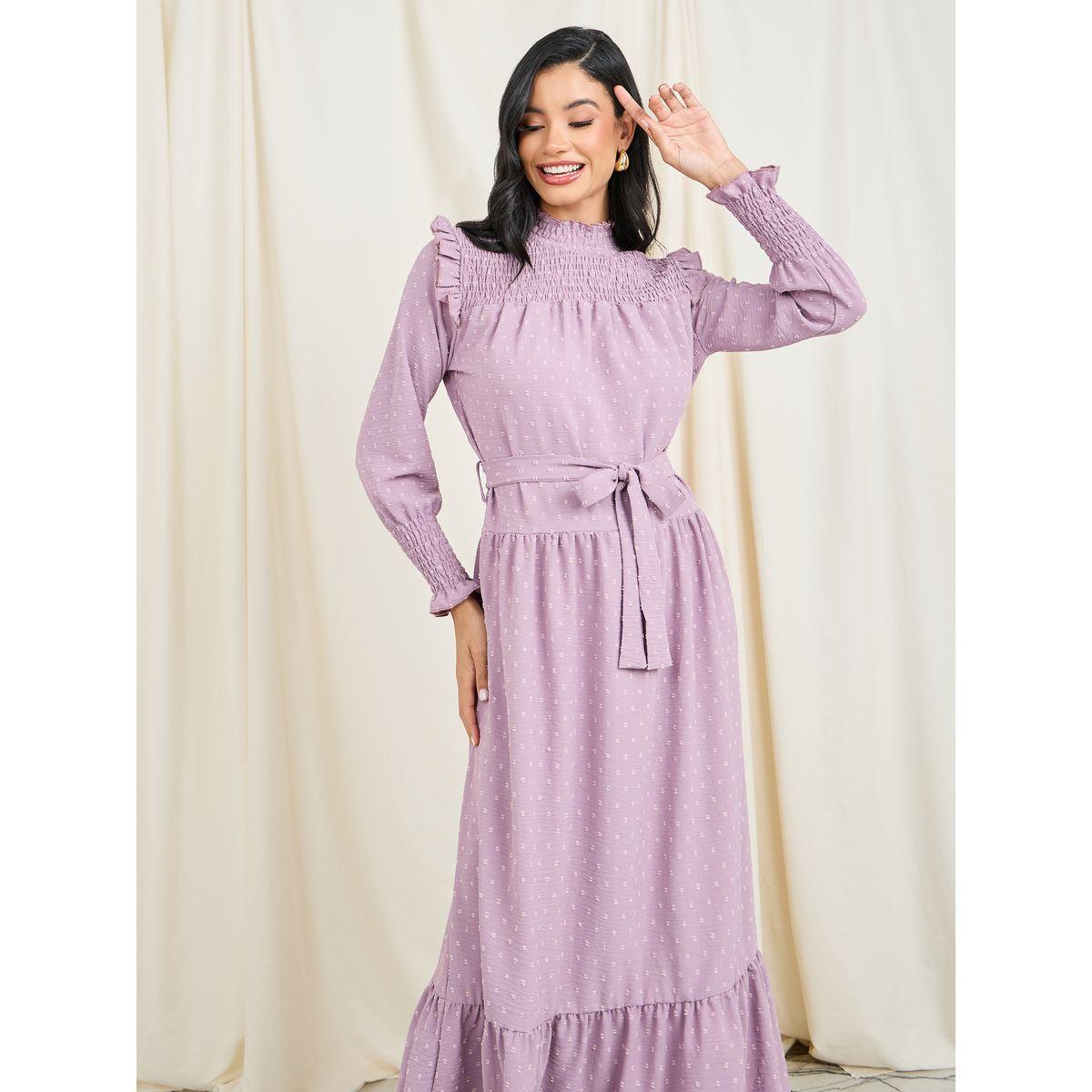 فستان ماكسي من خط A بتفصيل ستيلي دوبي مع كشكش بأسلوب ستيلي دوبي-women-clothing-dresses-image-2