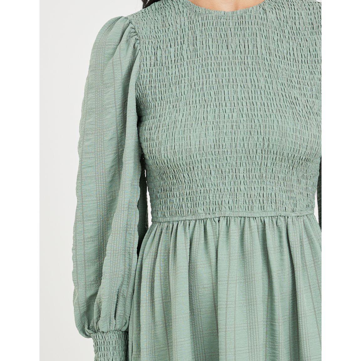 Styli Smocked Detail Cuff Sleeves A-Line Maxi Dress-women-clothing-dresses-image-3