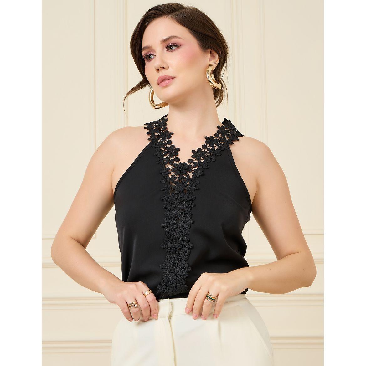 Styli Embroidered Floral Fringe Detail Knit Cami-women-clothing-tshirts-image-1