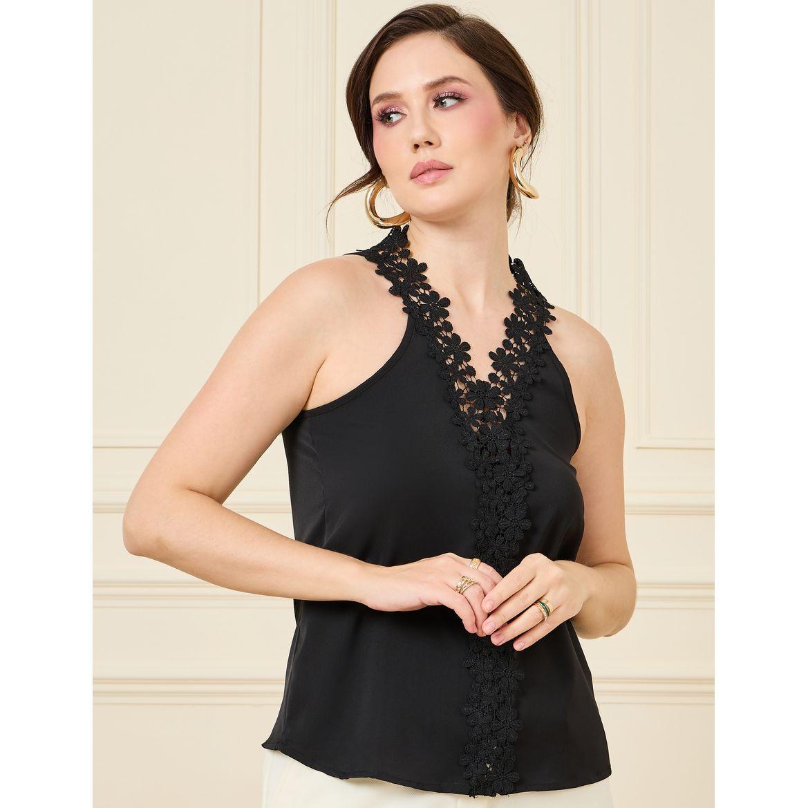 بلوزة كامي بتفاصيل محبوكة-women-clothing-tshirts-image-2