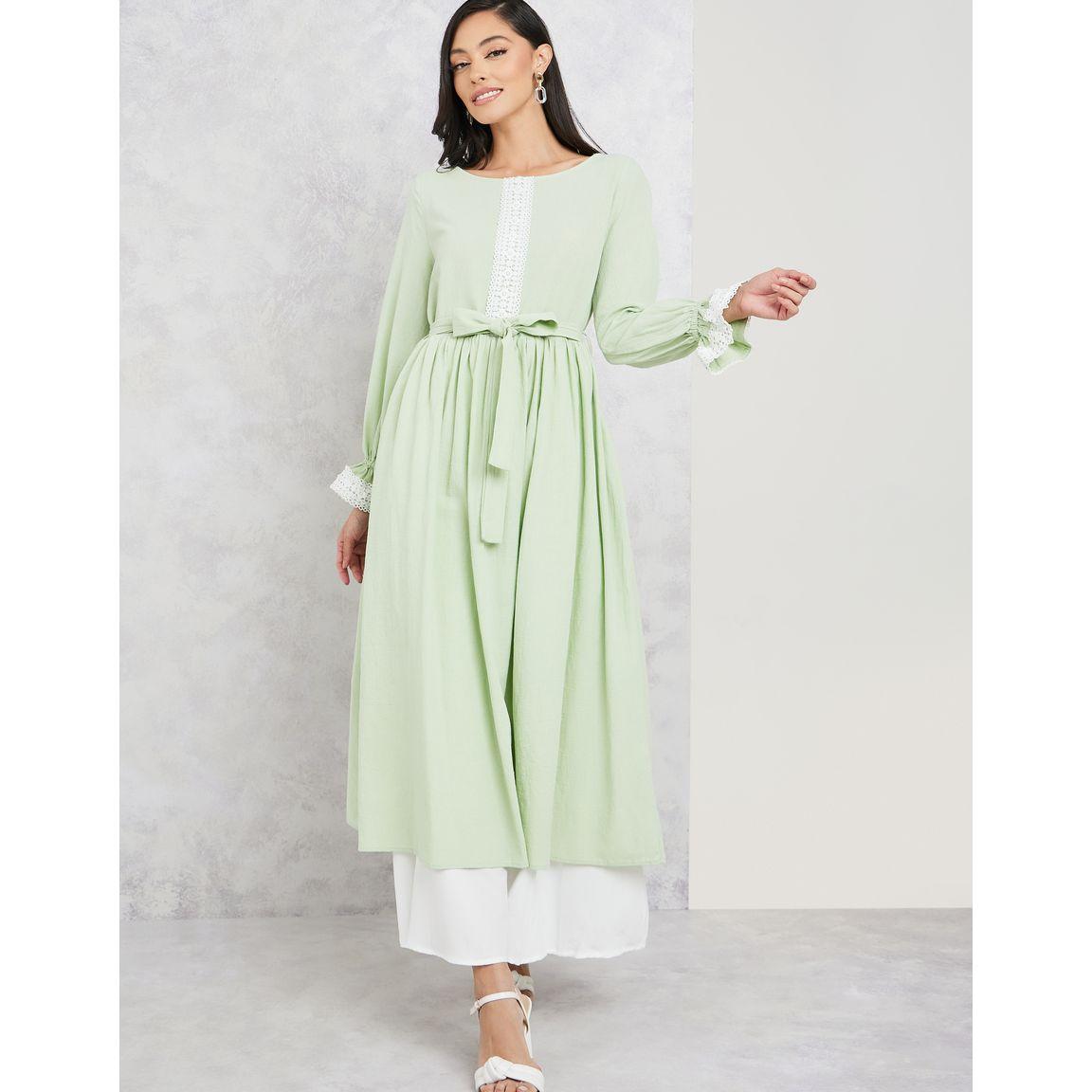 Styli Lace Detail Double Layer A-Line Maxi Dress-women-clothing-dresses-image-1