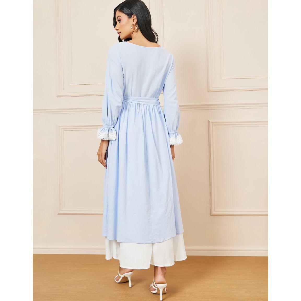 Styli Lace Detail Double Layer A-Line Maxi Dress-women-clothing-dresses-image-4