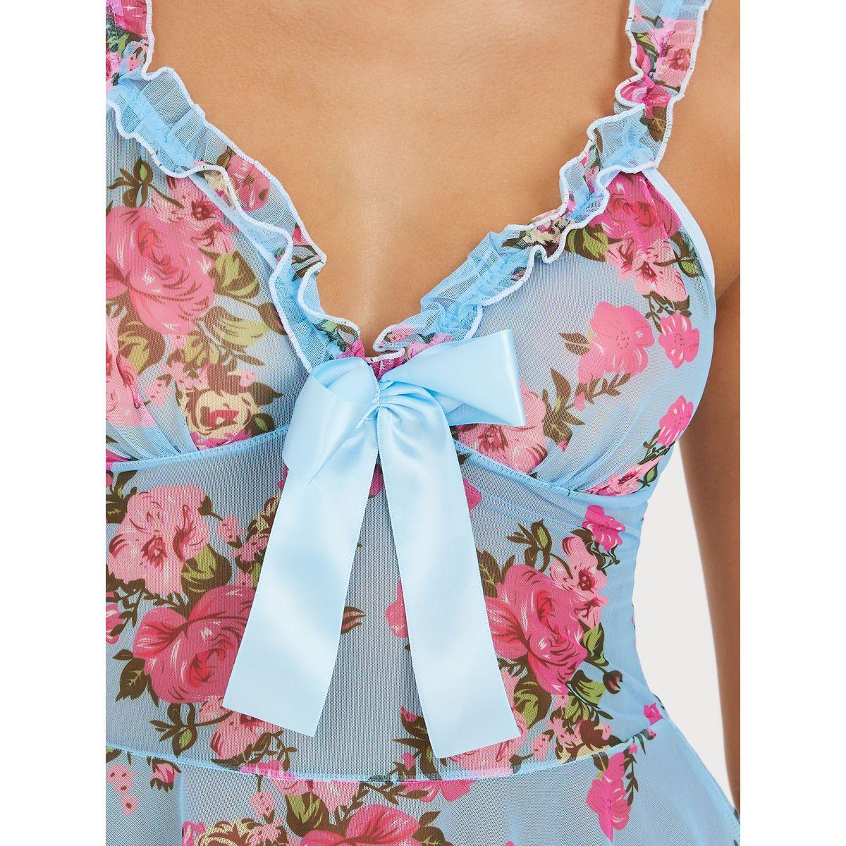 Styli All Over Floral Print Ruffle Edge Babydoll-women-clothing-lingerie-babydollsandbodysuits-image-3