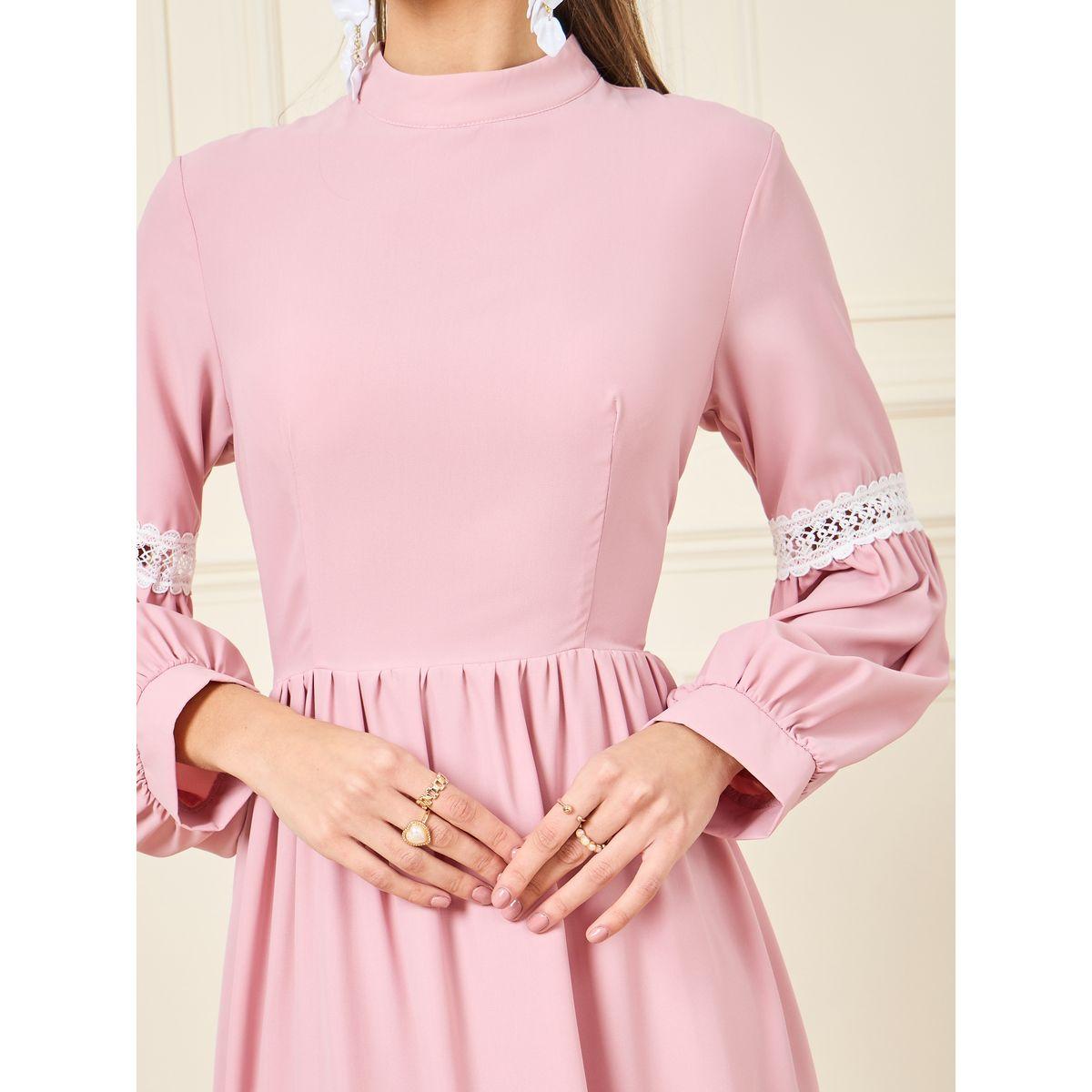 Styli Lace Detail High Neck A-Line Maxi Dress-women-clothing-dresses-image-3