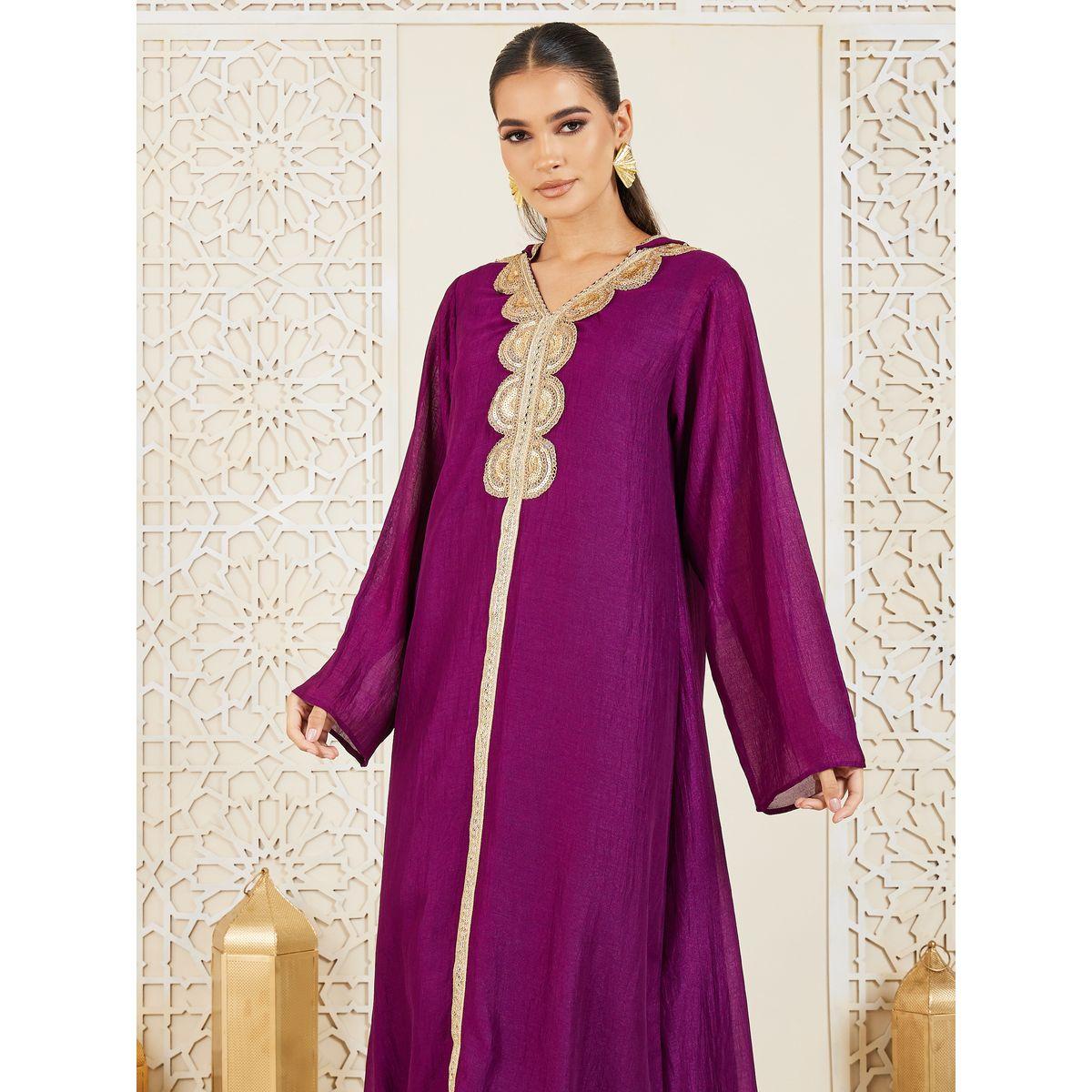 Styli Embroidered Lace Detail Hooded Jalabiya-women-arabicclothing-jalabiyas-image-2