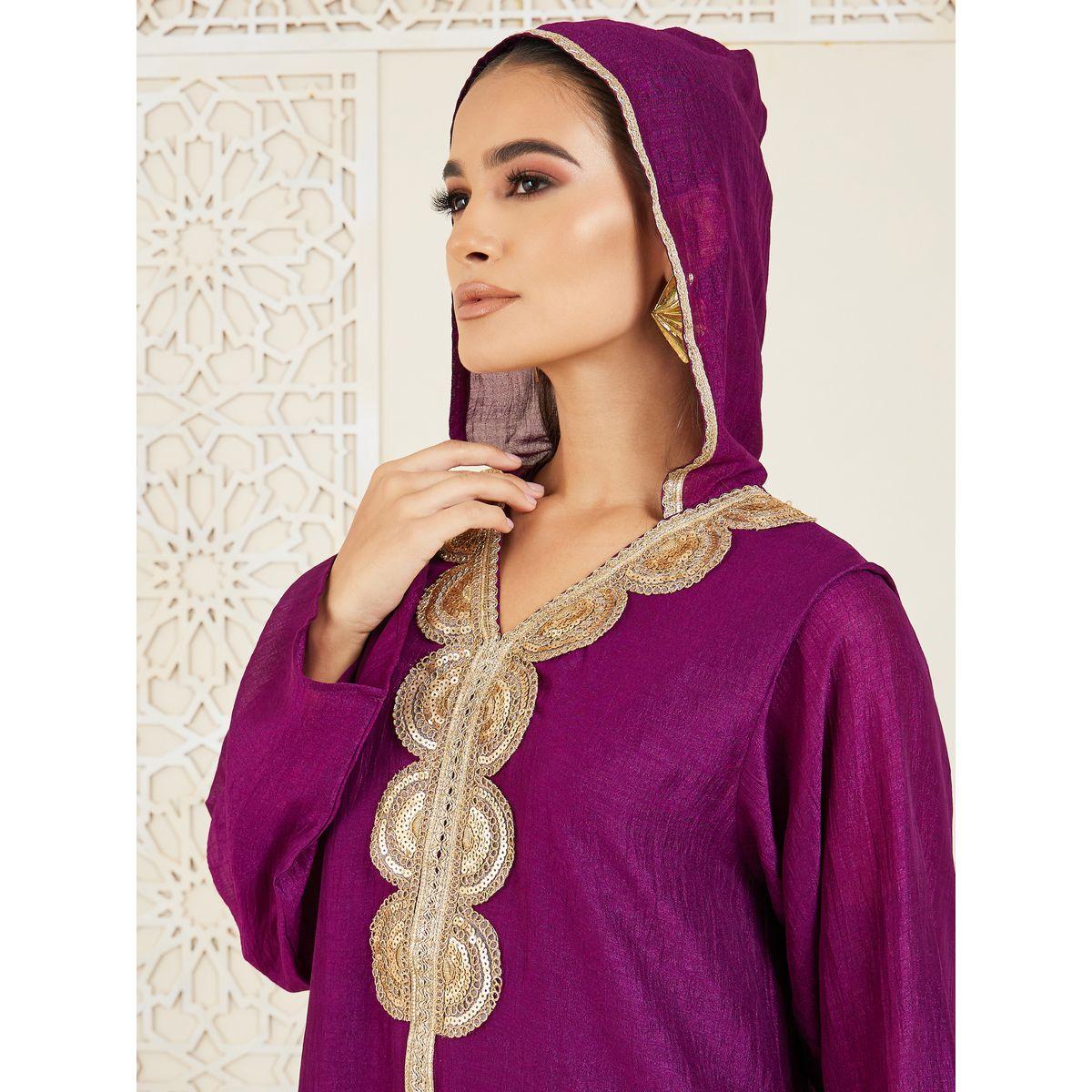 Styli Embroidered Lace Detail Hooded Jalabiya-women-arabicclothing-jalabiyas-image-4