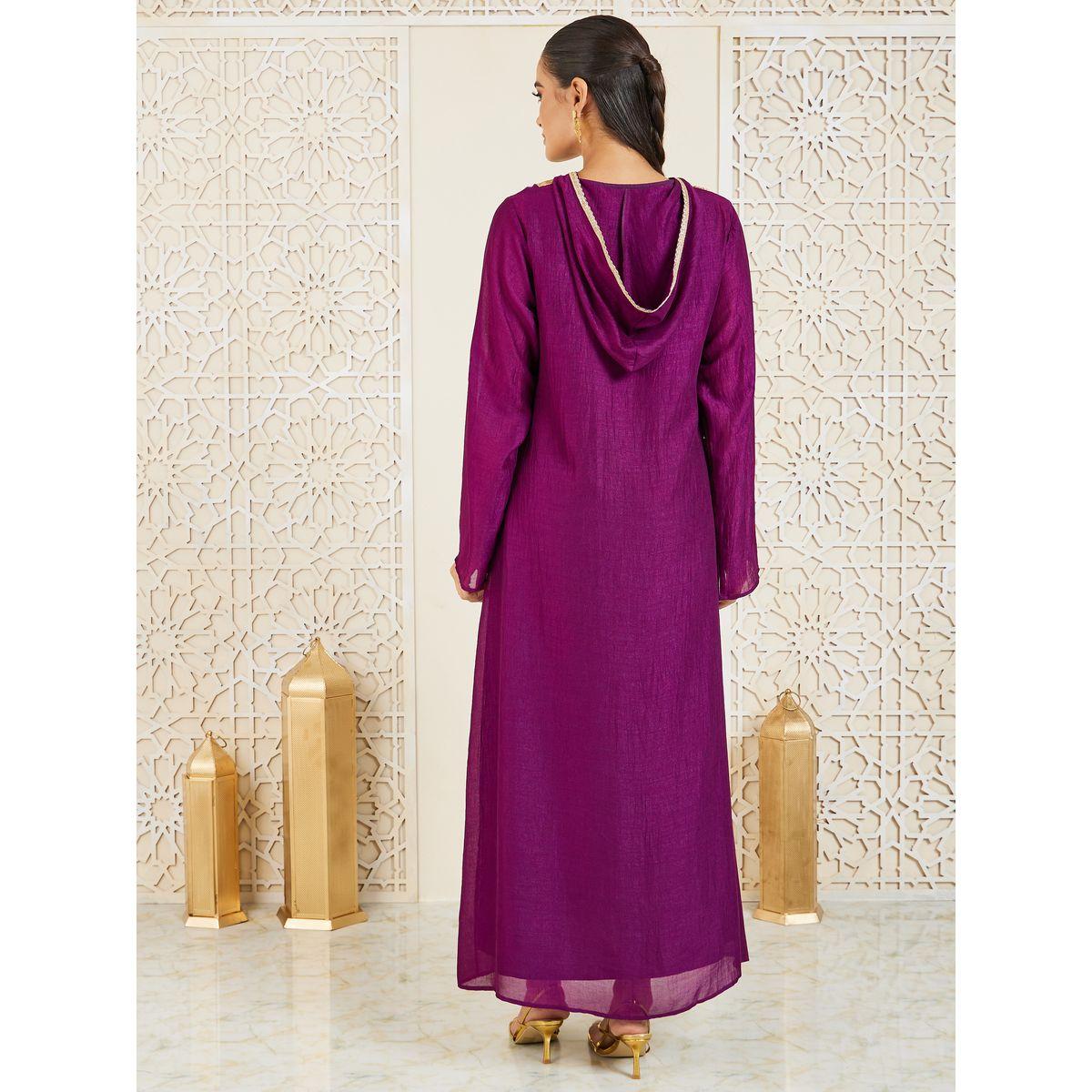 Styli Embroidered Lace Detail Hooded Jalabiya-women-arabicclothing-jalabiyas-image-5