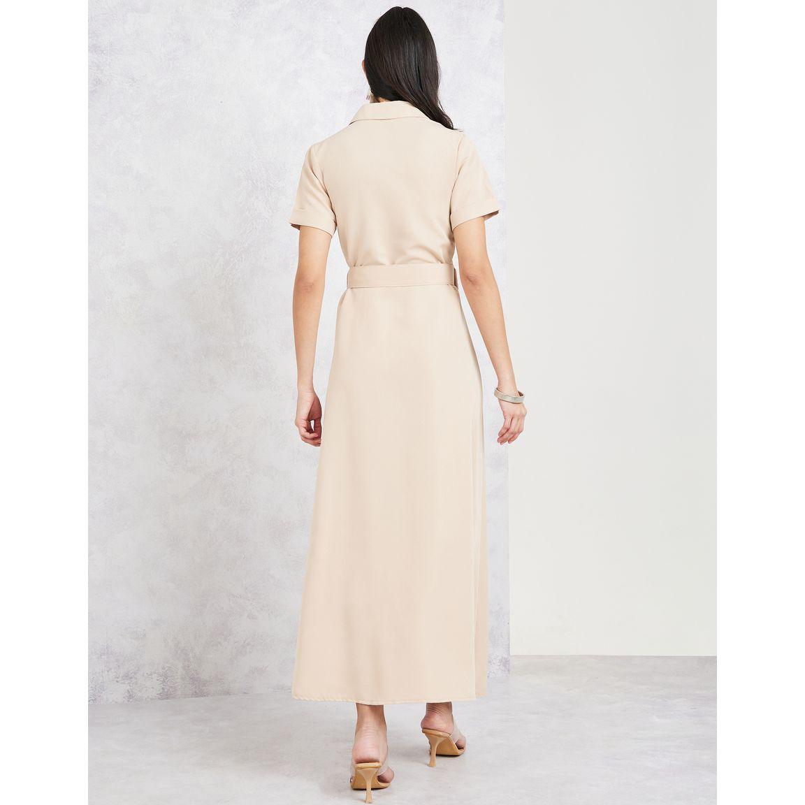 Styli Belted Notch Neck A-Line Maxi Dress with Flap Pocket Detail-women-clothing-dresses-image-4