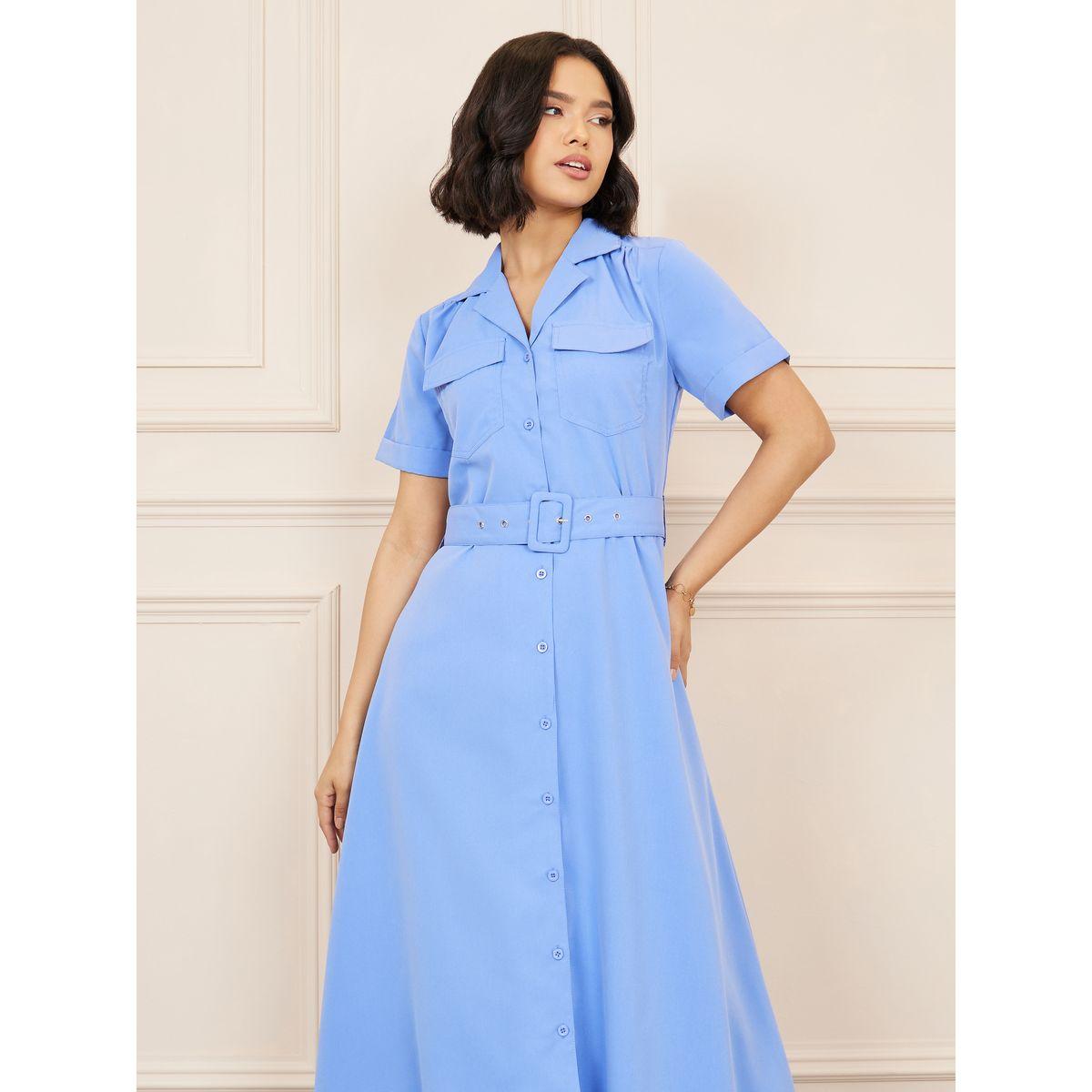 فستان طويل بتفاصيل جيوب مع حزام خصر-women-clothing-dresses-image-2