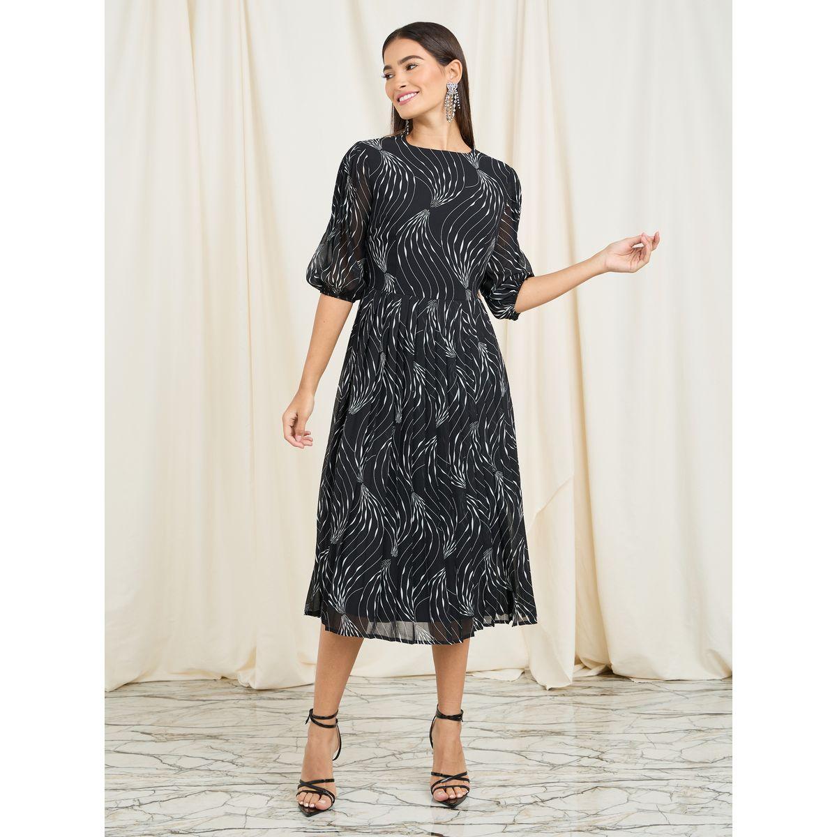 فستان ميدي بطبعة مجردة وكسرات-women-clothing-dresses-image-2