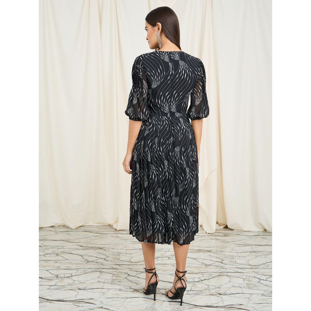 فستان ميدي بطبعة مجردة وكسرات-women-clothing-dresses-image-5