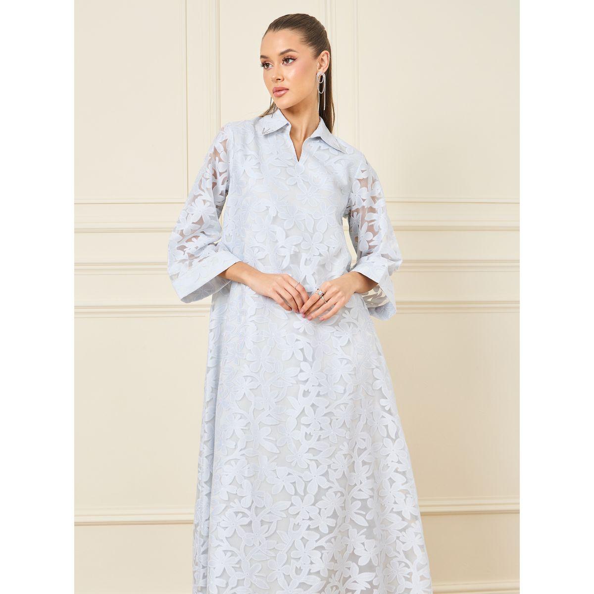 Styli All Over Lace Collared Jalabiya-women-arabicclothing-jalabiyas-image-2