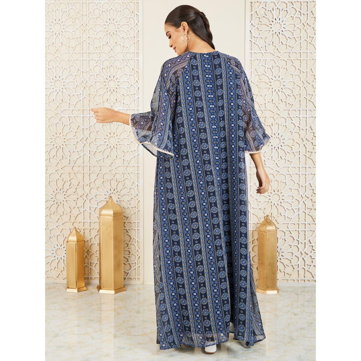 Styli Bohemian Print Lace Detail Jalabiya-women-arabicclothing-jalabiyas-image-4
