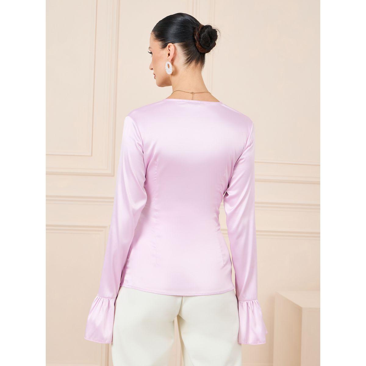 Styli Solid Long Sleeve Wrap Top-women-clothing-shirtsandblouses-blouses-image-4