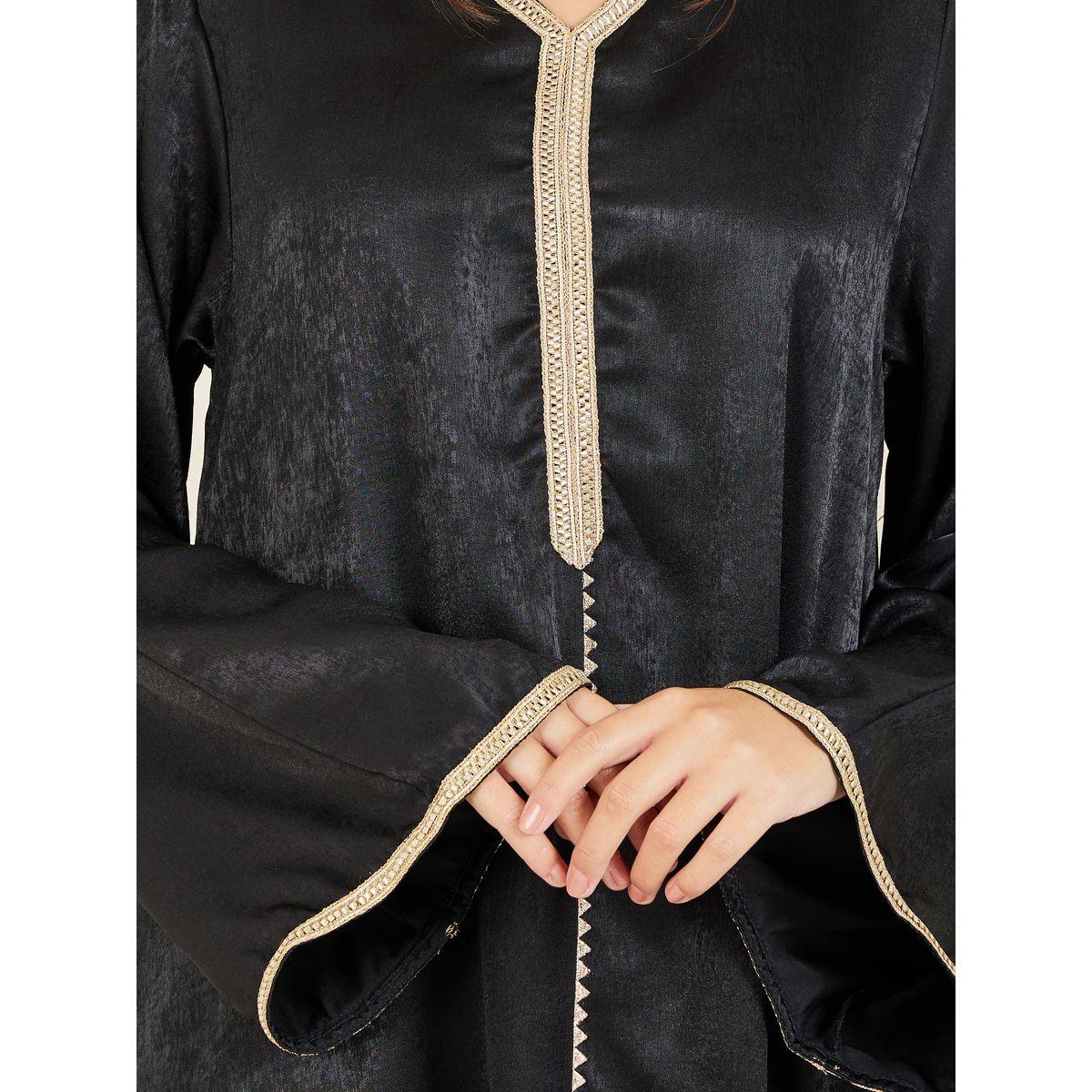 Styli Embroidered Lace Trim Jalabiya with Side Slits-women-arabicclothing-jalabiyas-image-3