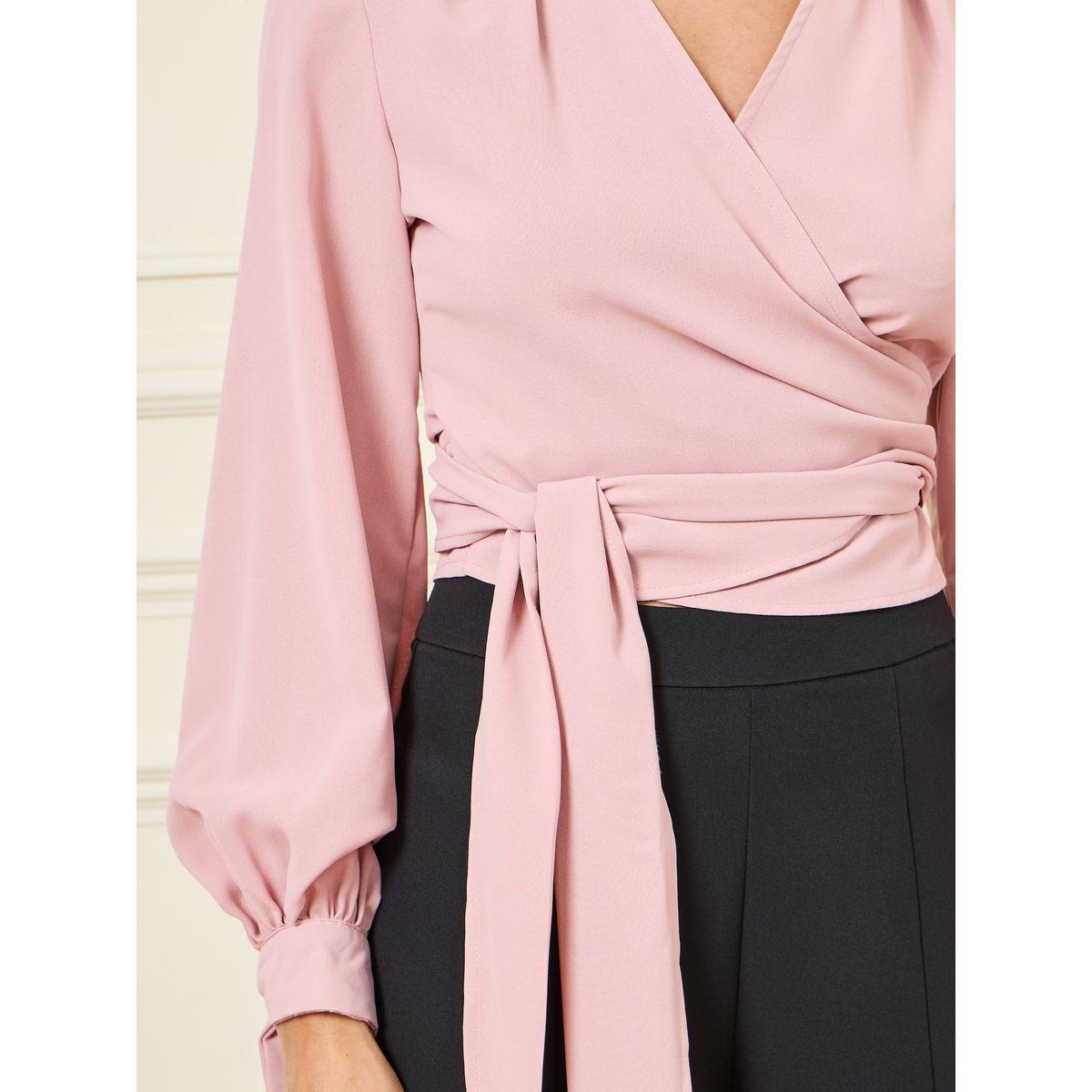 Styli Solid V Neck Crop Wrap Top-women-clothing-shirtsandblouses-blouses-image-3