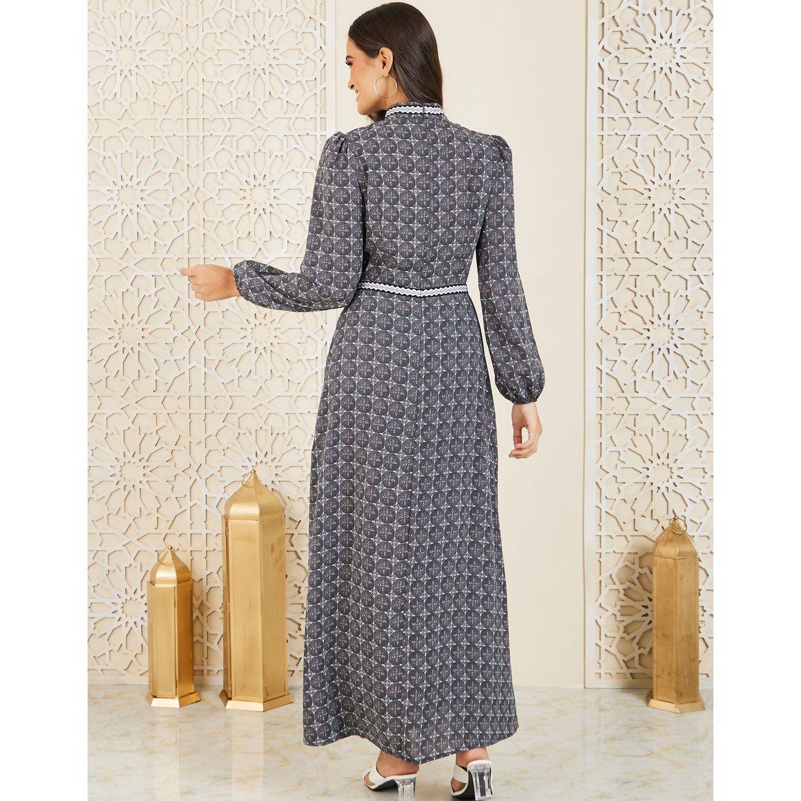 فستان طويل مطبع بالكامل مع ياقة عالية-women-clothing-dresses-image-4