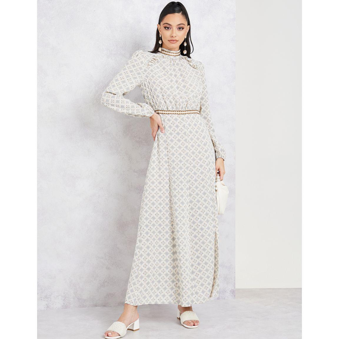 فستان طويل مطبع بالكامل مع ياقة عالية-women-clothing-dresses-image-1