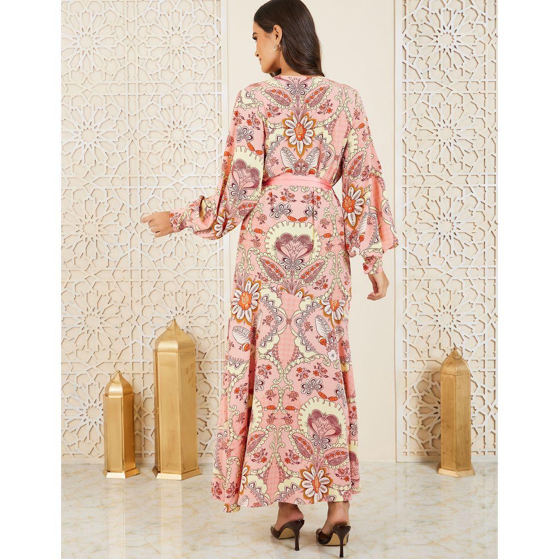 Styli Floral Print A-Line Maxi Dress with Self Tie Up-women-clothing-dresses-image-4