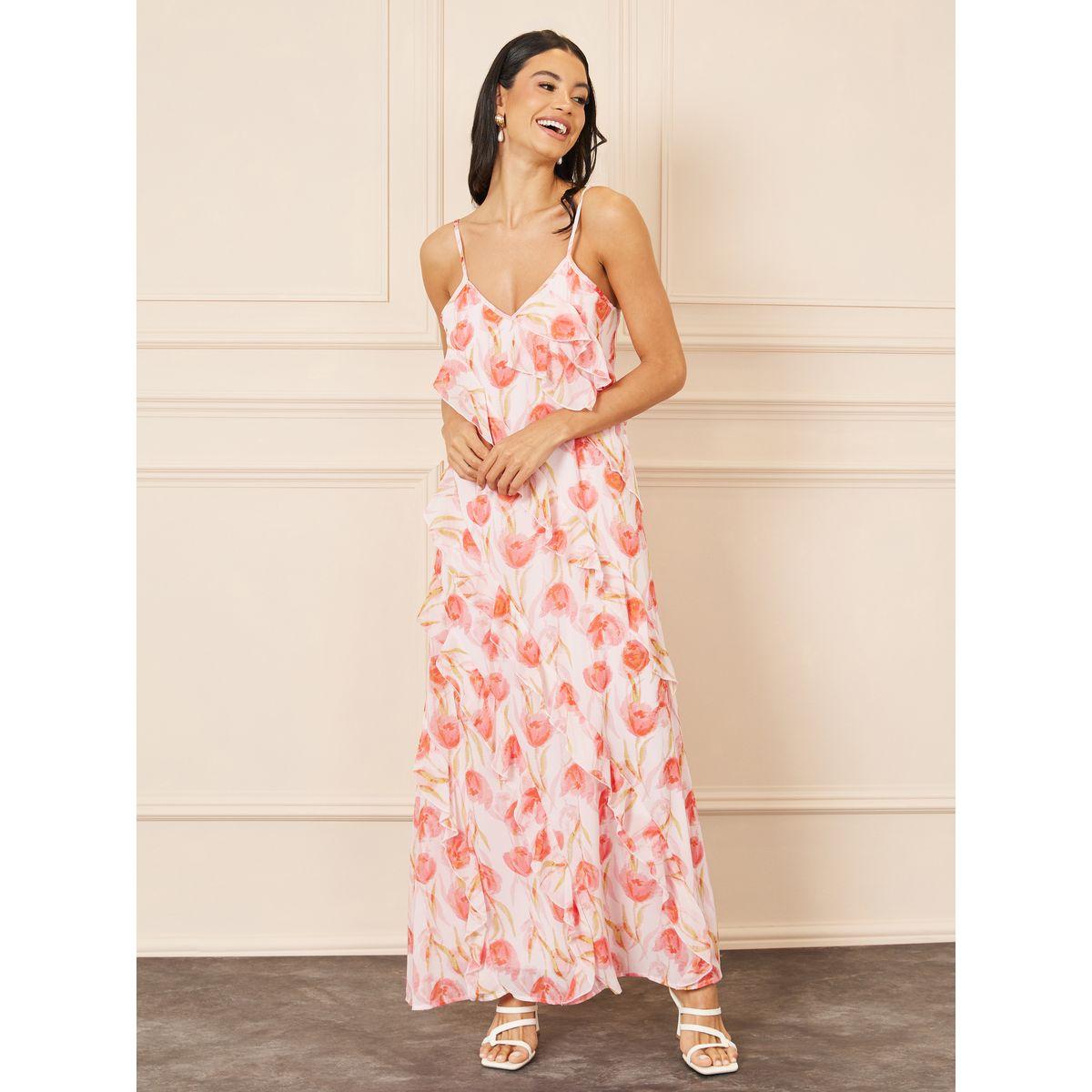 فستان طويل بحمالات وطبعة زهور-women-clothing-dresses-image-1