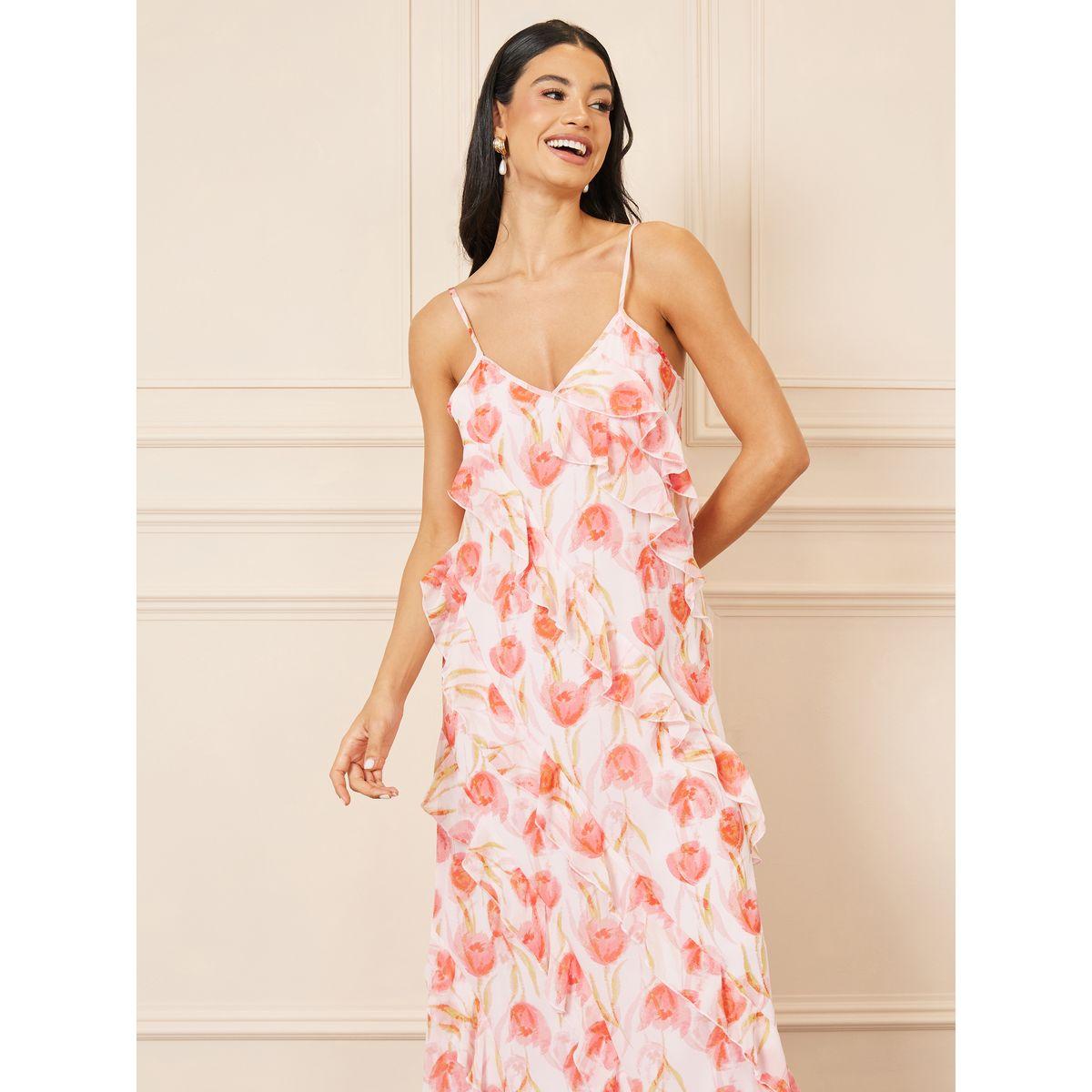 فستان طويل بحمالات وطبعة زهور-women-clothing-dresses-image-2