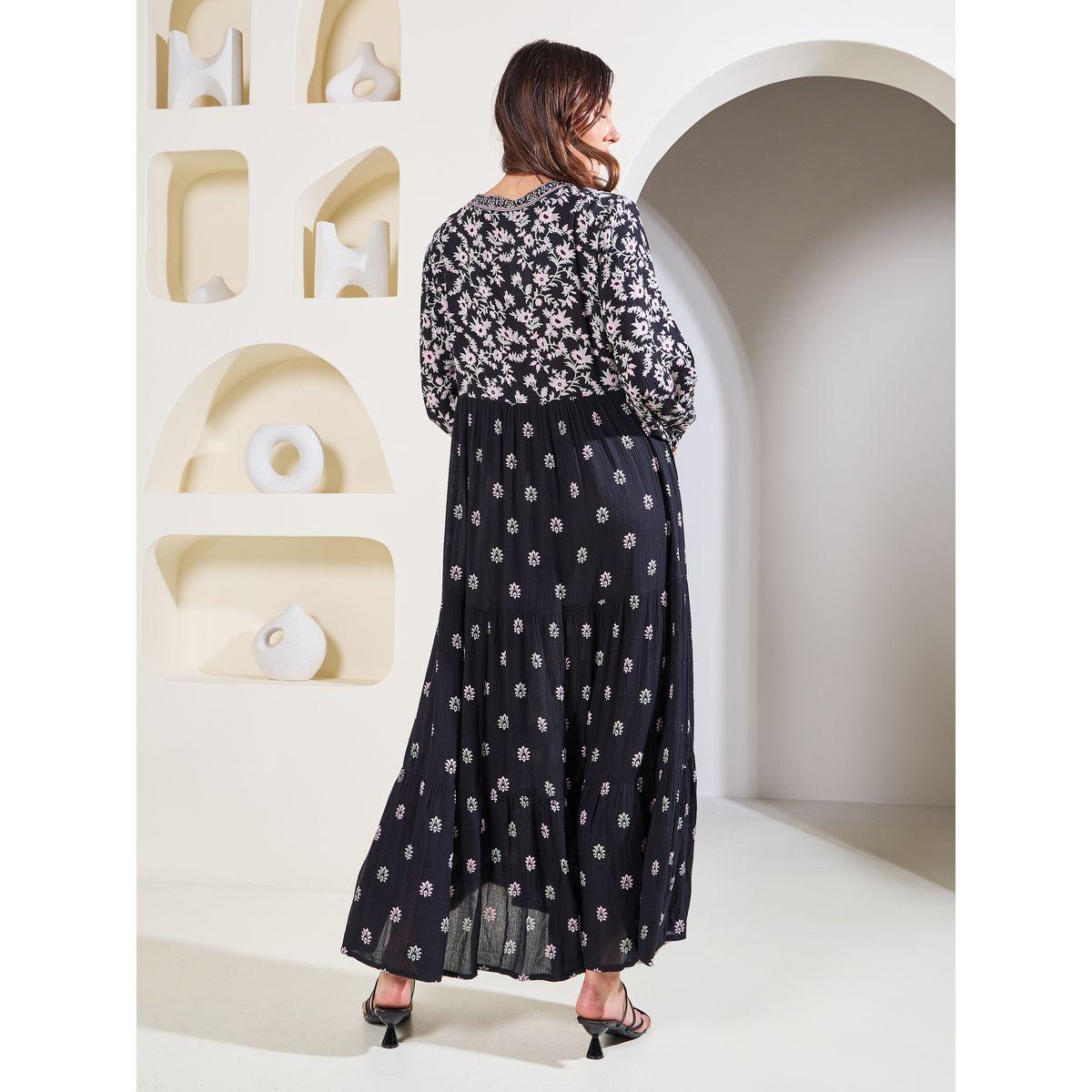 Styli Elevate Floral Print V Neck A-Line Maxi Dress-women-clothing-dresses-image-4