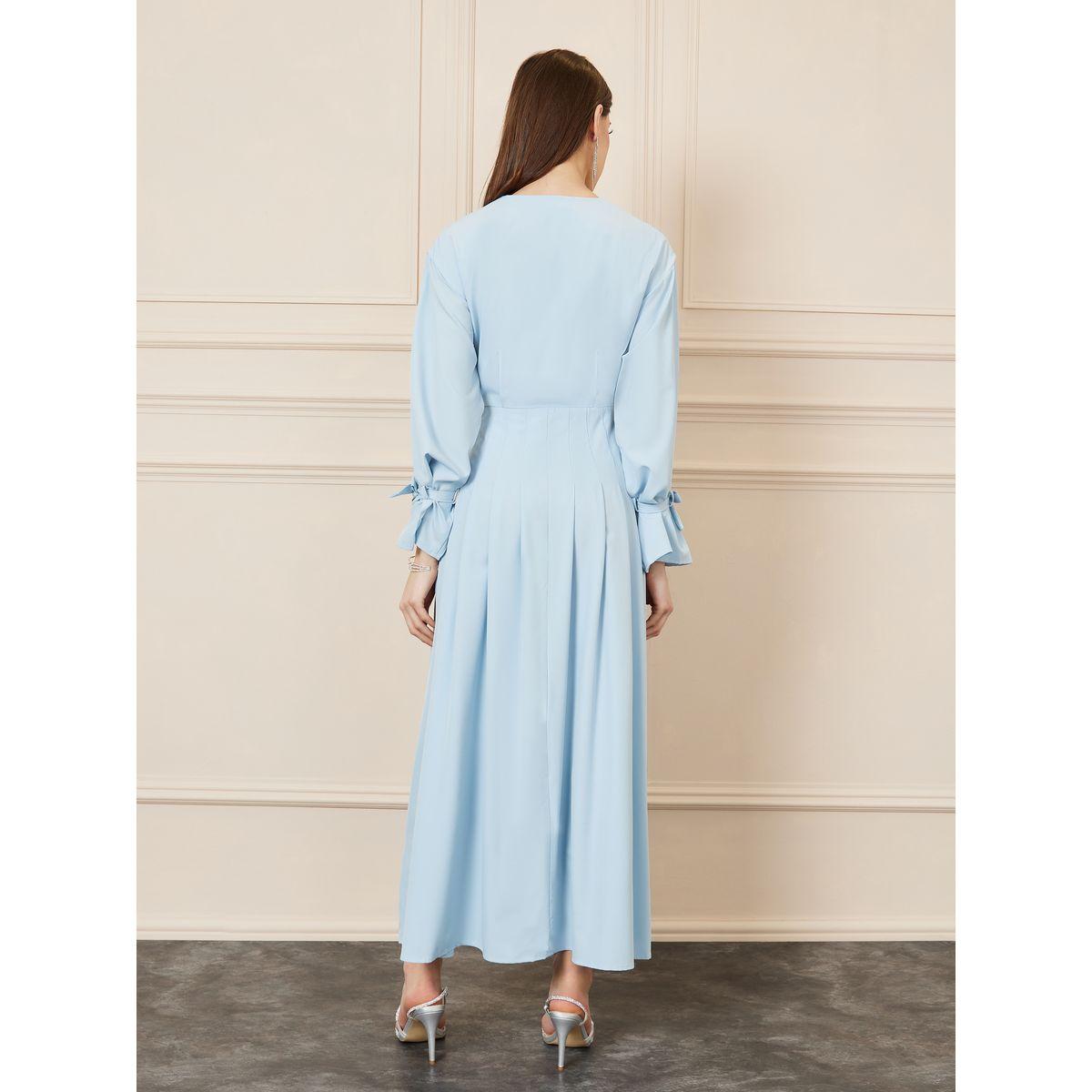 فستان طويل بكسرات واكمام باربطة-women-clothing-dresses-image-4