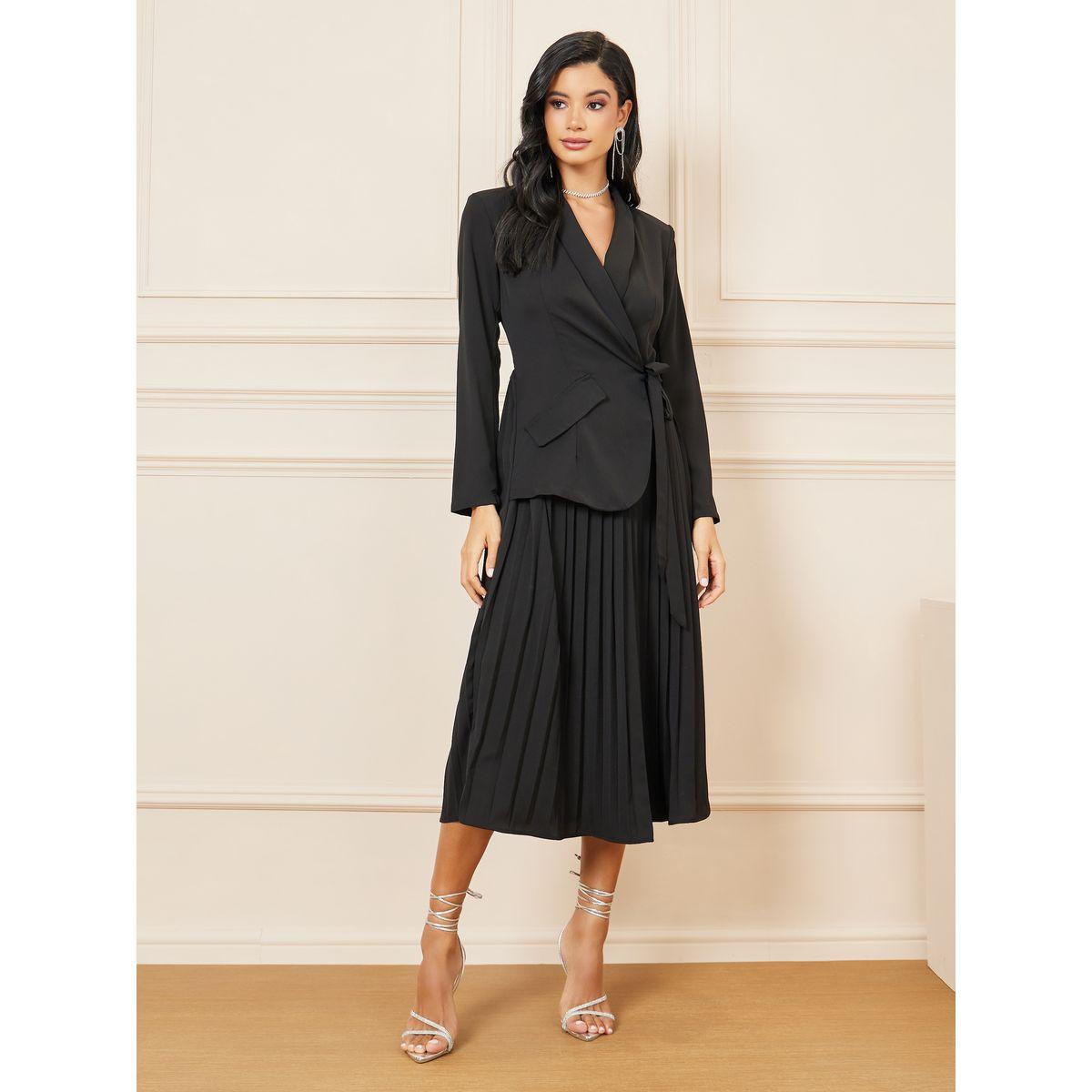 Styli Accordion Pleated Wrap Blazer Midi Dress-women-clothing-dresses-image-1