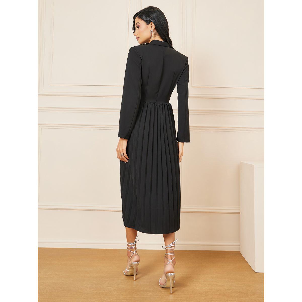 Styli Accordion Pleated Wrap Blazer Midi Dress-women-clothing-dresses-image-4