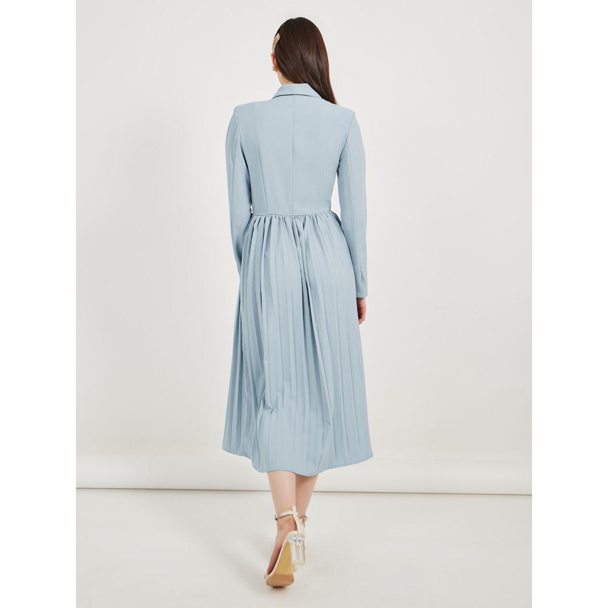 فستان بليزر متوسط ​​الطول بكسرات مع تفاصيل ربط-women-clothing-dresses-image-6