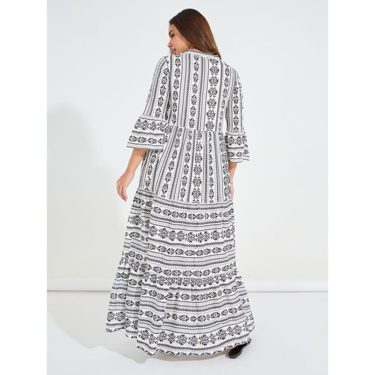Styli Elevate AOP Notch Neck Maxi Dress with Bell Sleeve-women-clothing-dresses-image-6