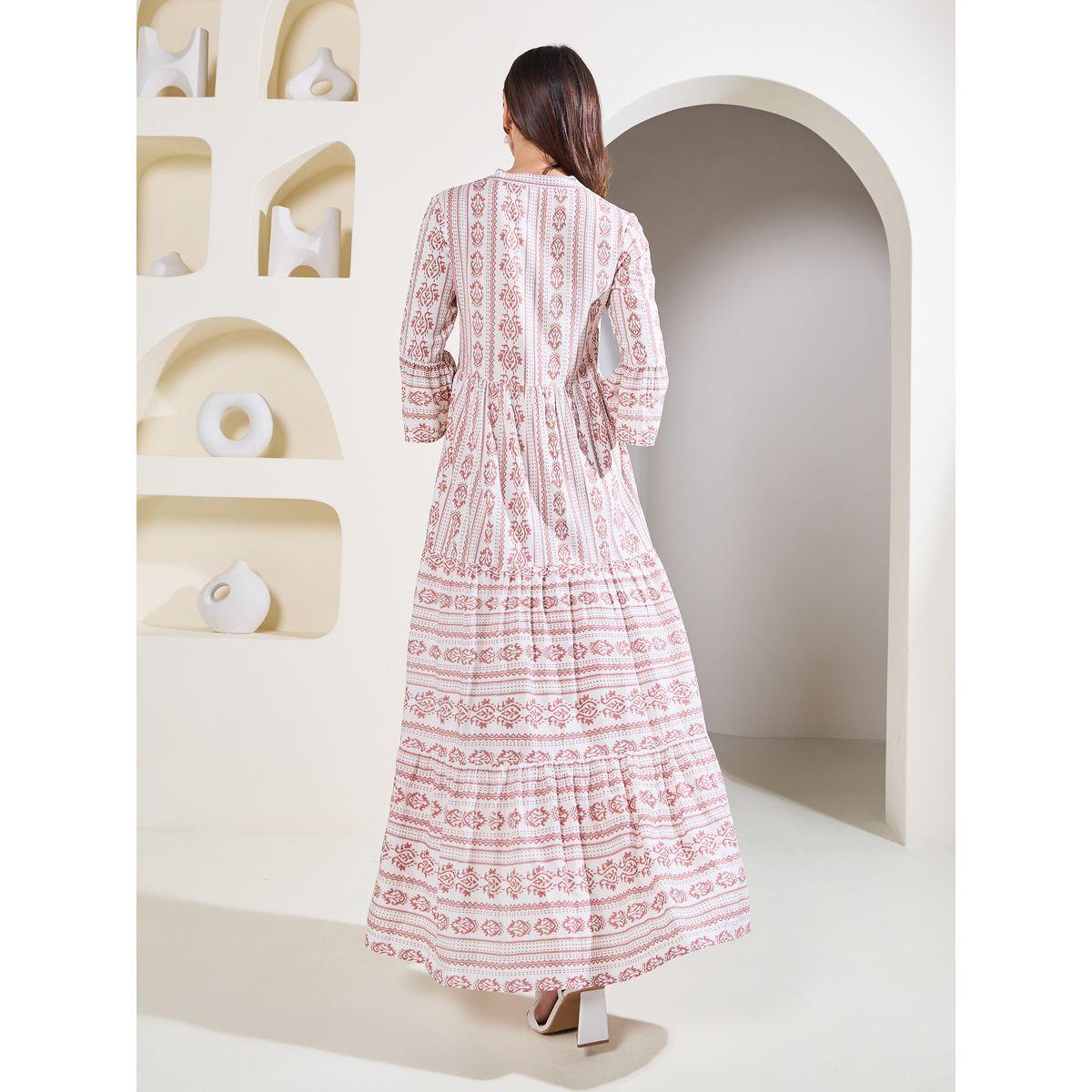 Styli Elevate Ikat Damsk Print Mandarin Collar Tiered Maxi Dress-women-clothing-dresses-image-5