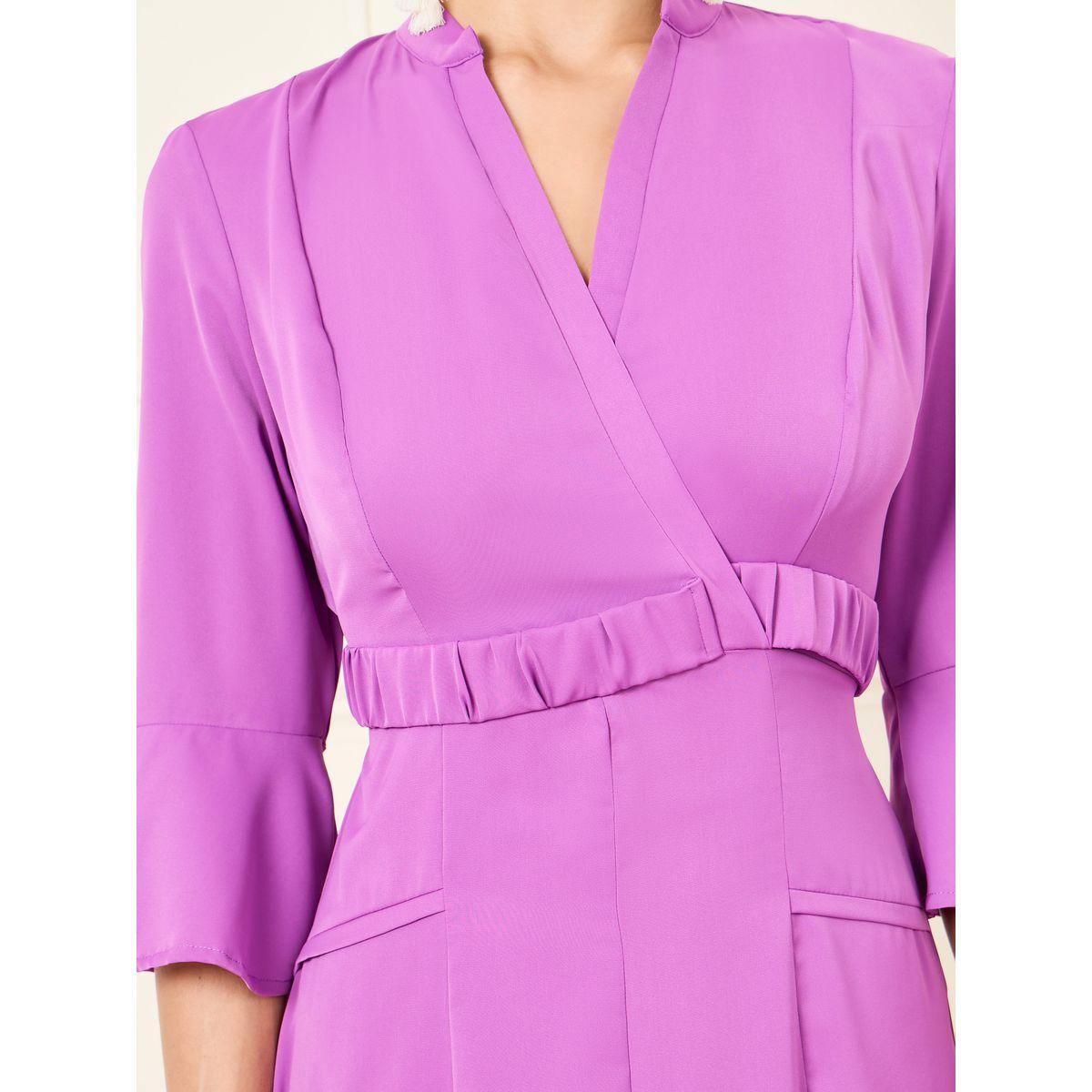 Styli Solid Notch Neck A-Line Maxi Dress-women-clothing-dresses-image-3