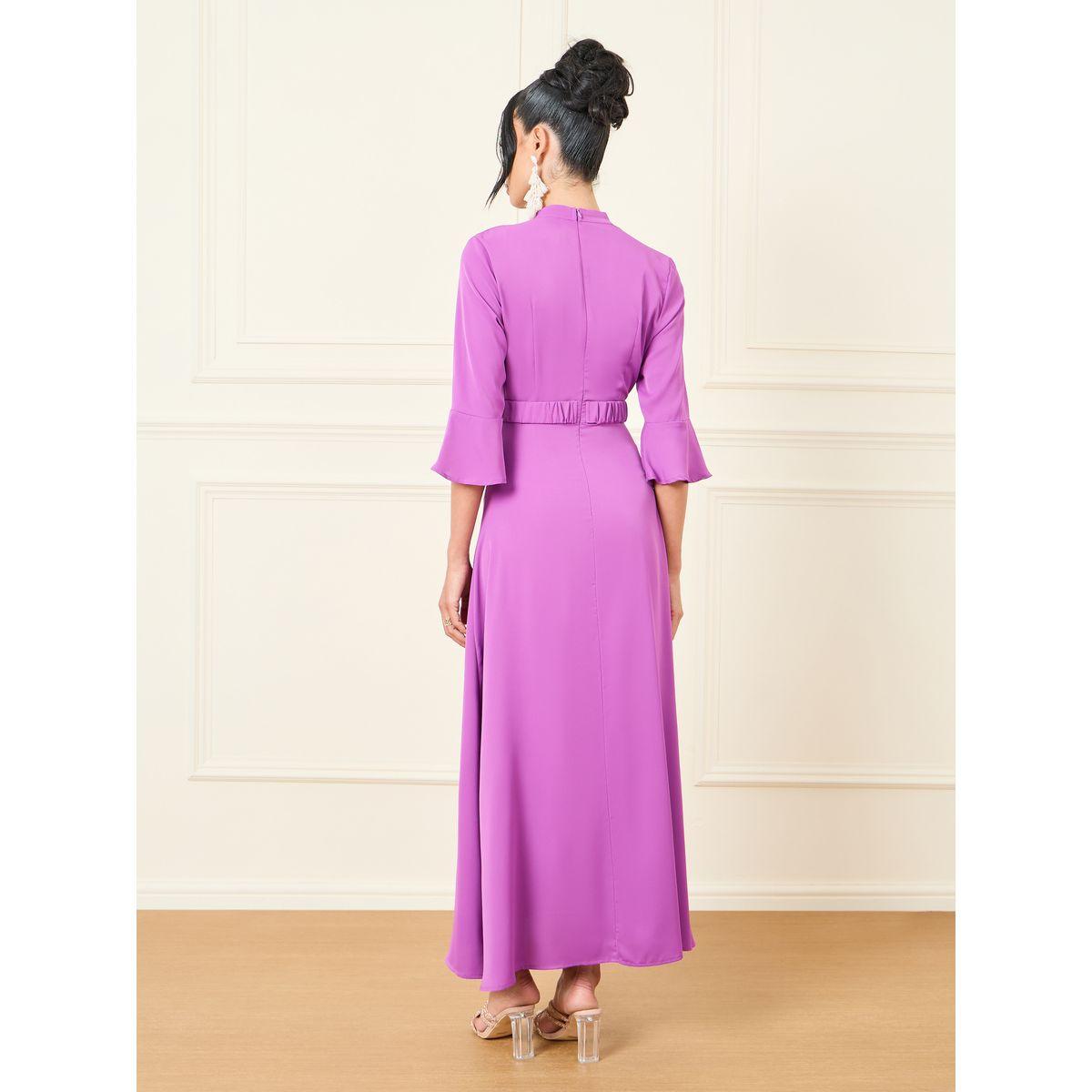 Styli Solid Notch Neck A-Line Maxi Dress-women-clothing-dresses-image-4