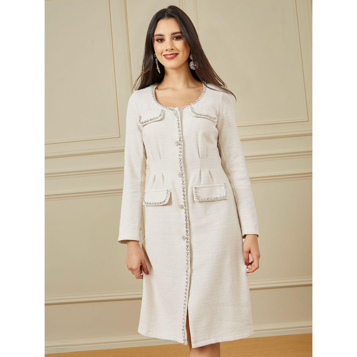 Styli Embellished Tweed Tailored Knee Length Dress-women-clothing-dresses-image-2
