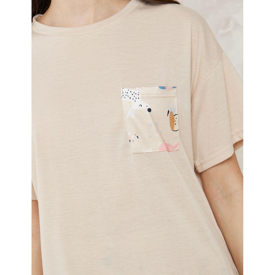 Styli Unwind Conversational Pocket Print T-Shirt & Pyjama Set-women-clothing-nightwear-pyjamas-longsets-image-3