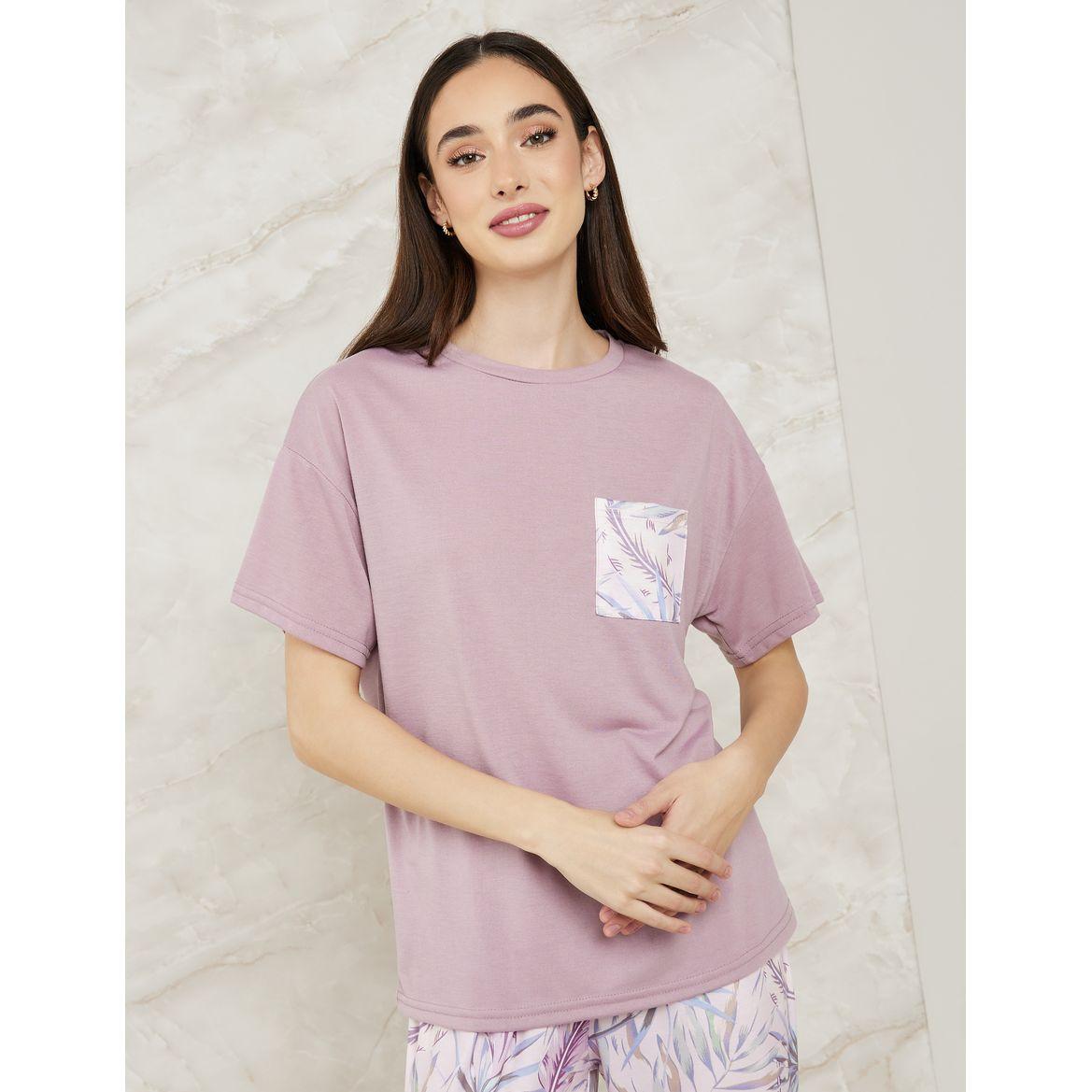 Styli Unwind Leafy Palm Pocket T-Shirt & Pyjama Set-women-clothing-nightwear-pyjamas-longsets-image-3