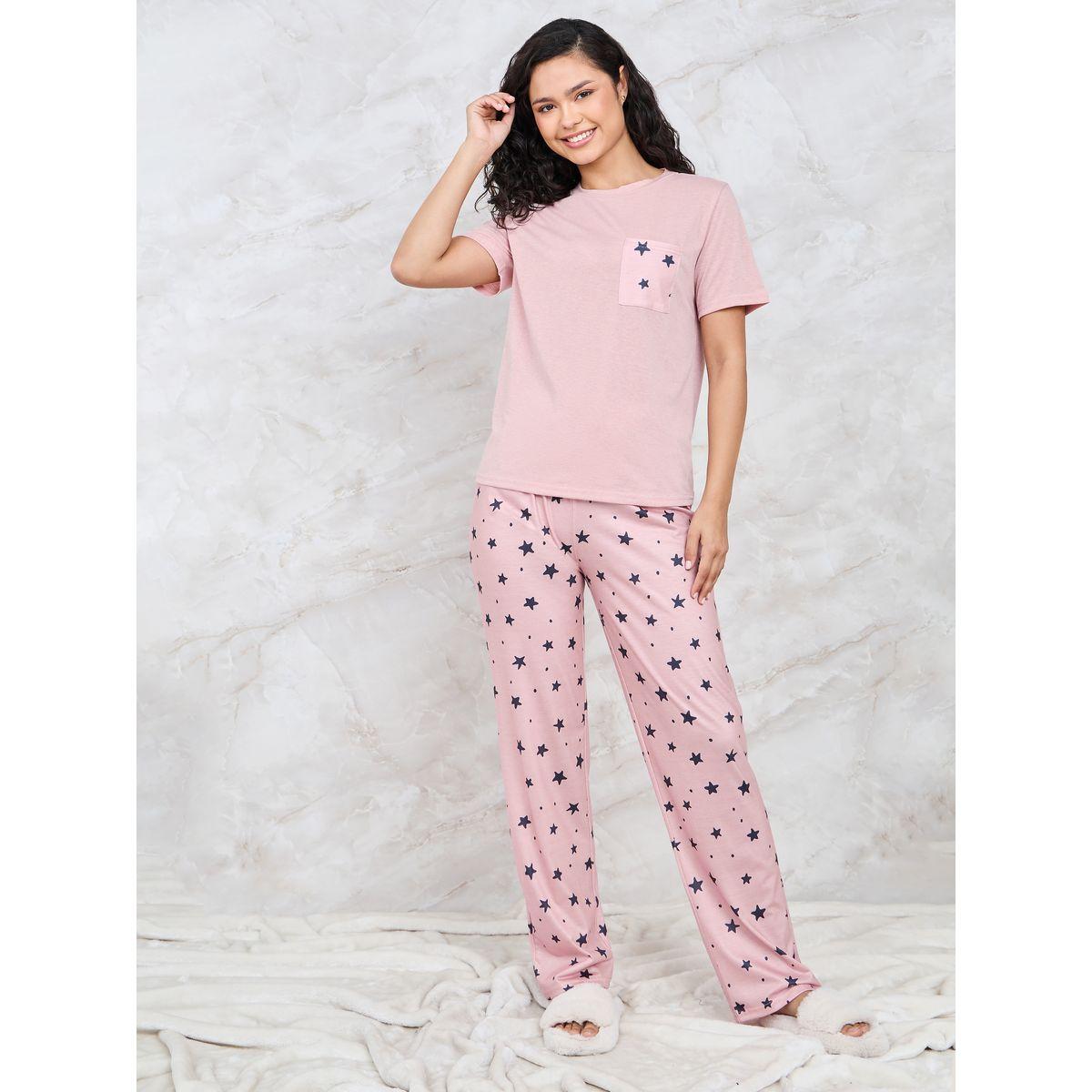 طقم بيجاما من ( تيشيرت + بنطال )-women-clothing-nightwear-pyjamas-longsets-image-1
