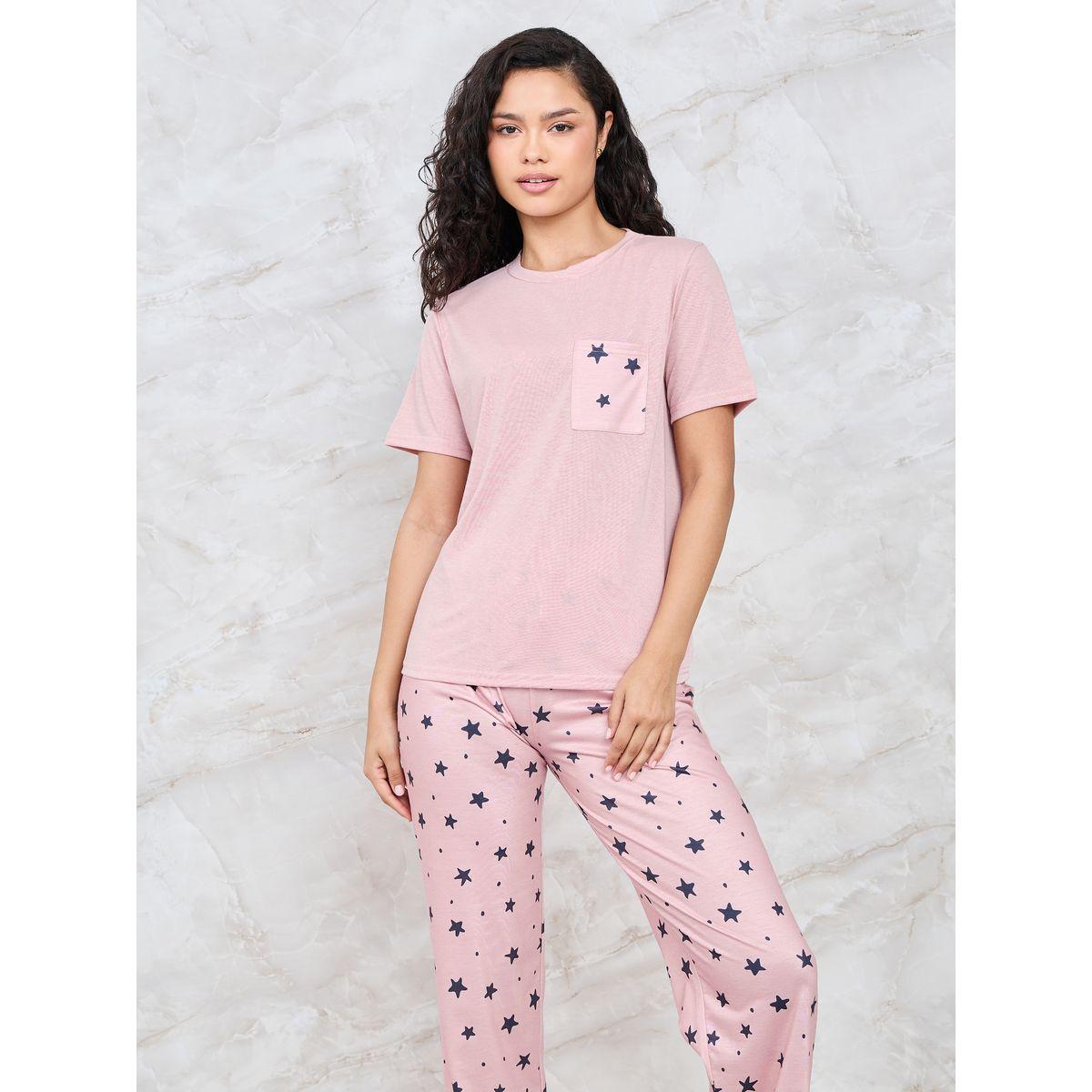 طقم بيجاما من ( تيشيرت + بنطال )-women-clothing-nightwear-pyjamas-longsets-image-2