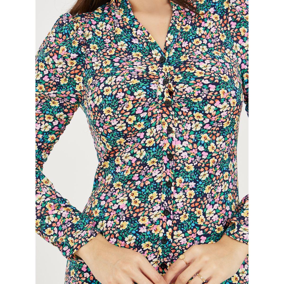 Styli Lace Insert Floral Print A-Line Midi Dress-women-clothing-dresses-image-3