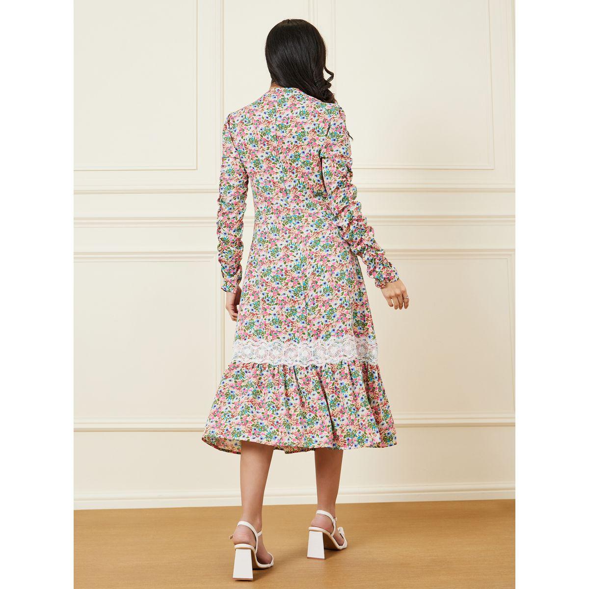Styli Lace Insert Floral Print A-Line Midi Dress-women-clothing-dresses-image-5