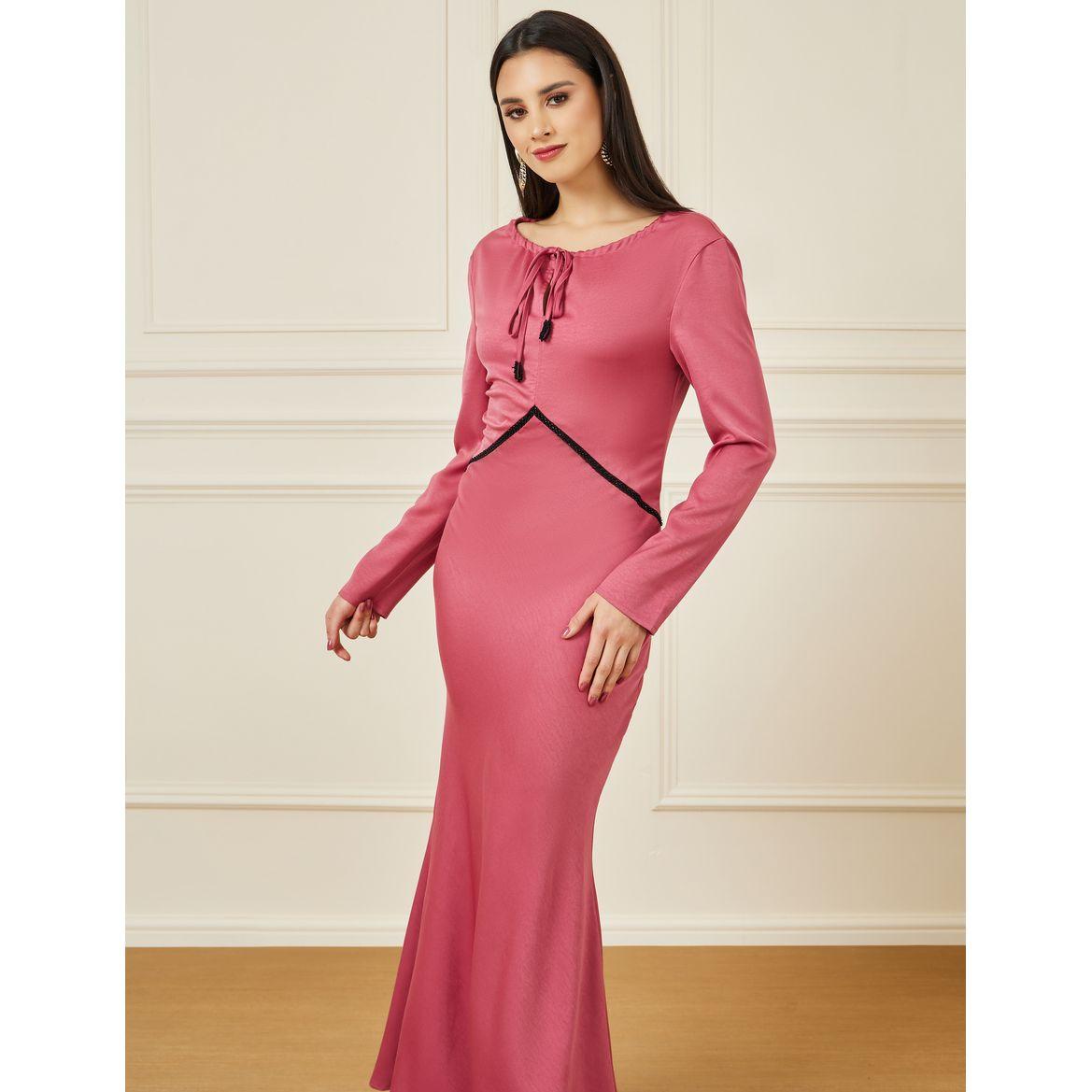 Styli Beaded Waist Detail A-Line Maxi Dress-women-clothing-dresses-image-2