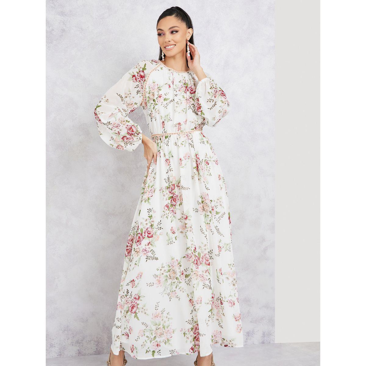 فستان طويل مطبع بطبعة زهور-women-clothing-dresses-image-2