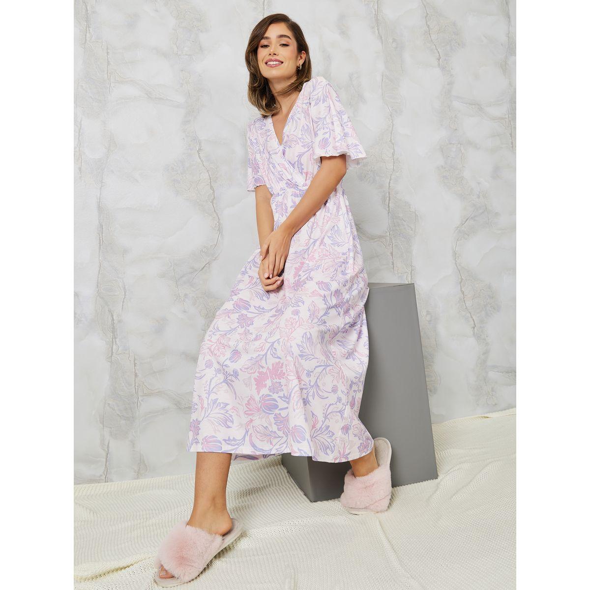 Styli Unwind Floral Print Wrap Over Nightdress-women-clothing-nightwear-nighties-image-5