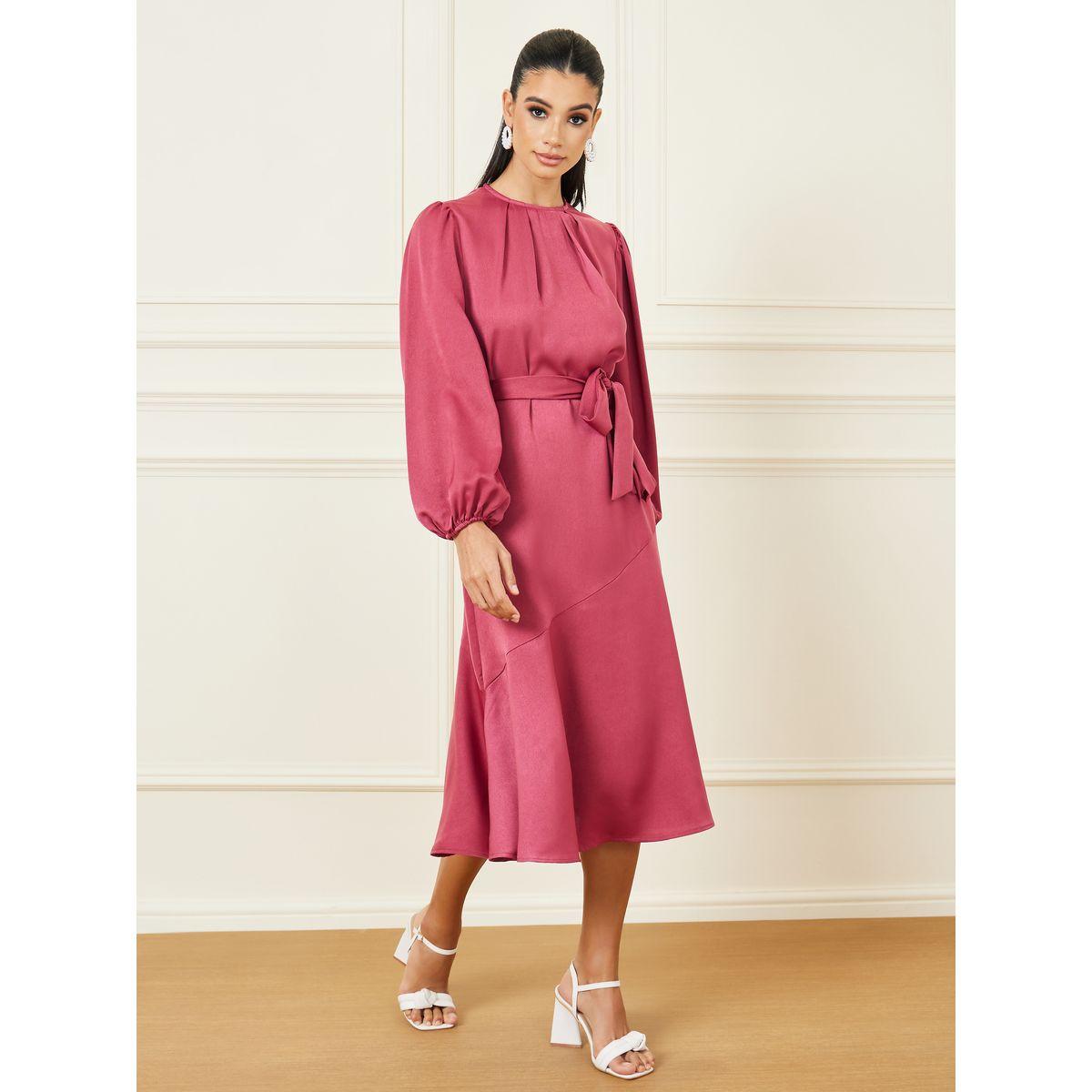 فستان ميدي من نوع A على شكل أربطة برقبة ذات رقبة ذاتية الربط بصيغة ستيلي بوكس-women-clothing-dresses-image-2