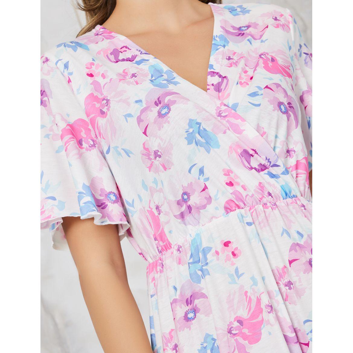 Styli Unwind Watercolor Floral Wrap Over Nightdress-women-clothing-nightwear-nighties-image-3