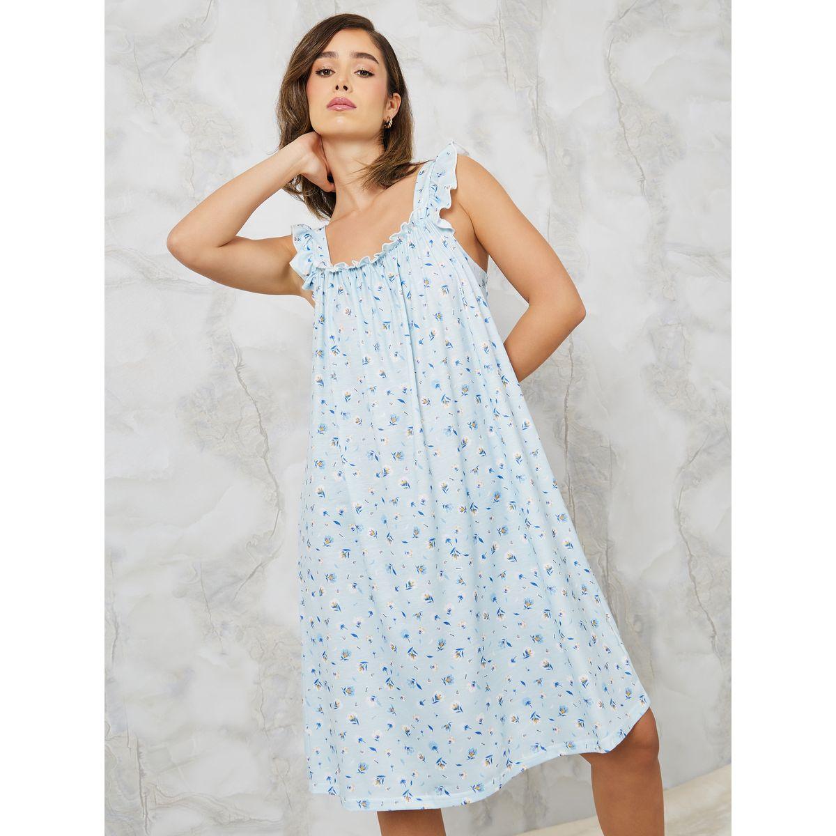 قميص نوم مطبع بطبعة زهور-women-clothing-nightwear-nighties-image-1