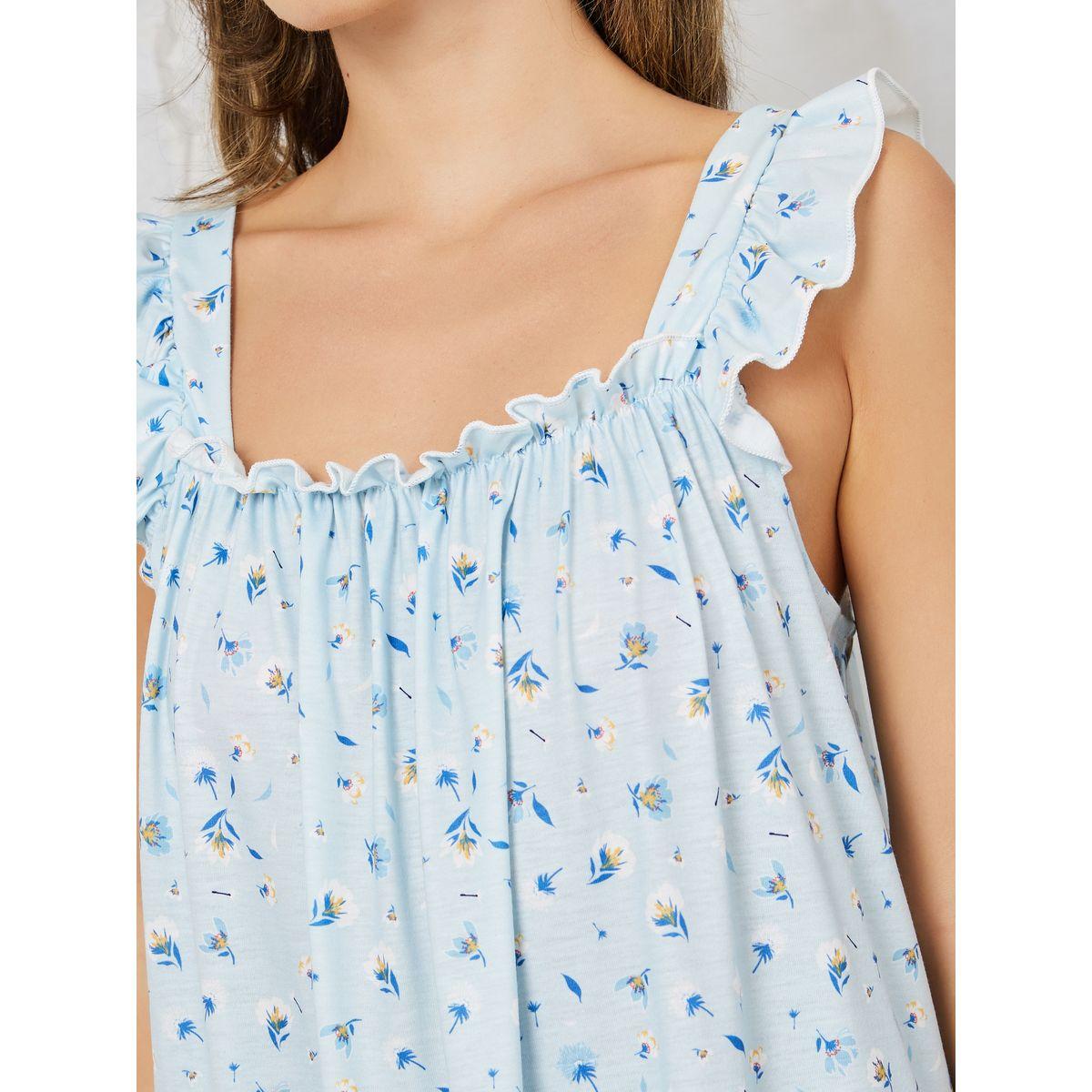 Styli Unwind Floral Print Ruffle Sleeve Nightdress-women-clothing-nightwear-nighties-image-3