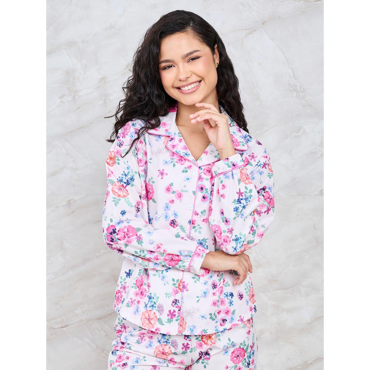 Styli Unwind Floral Printed Button Down Shirt & Pyjama Set-women-clothing-nightwear-pyjamas-longsets-image-3